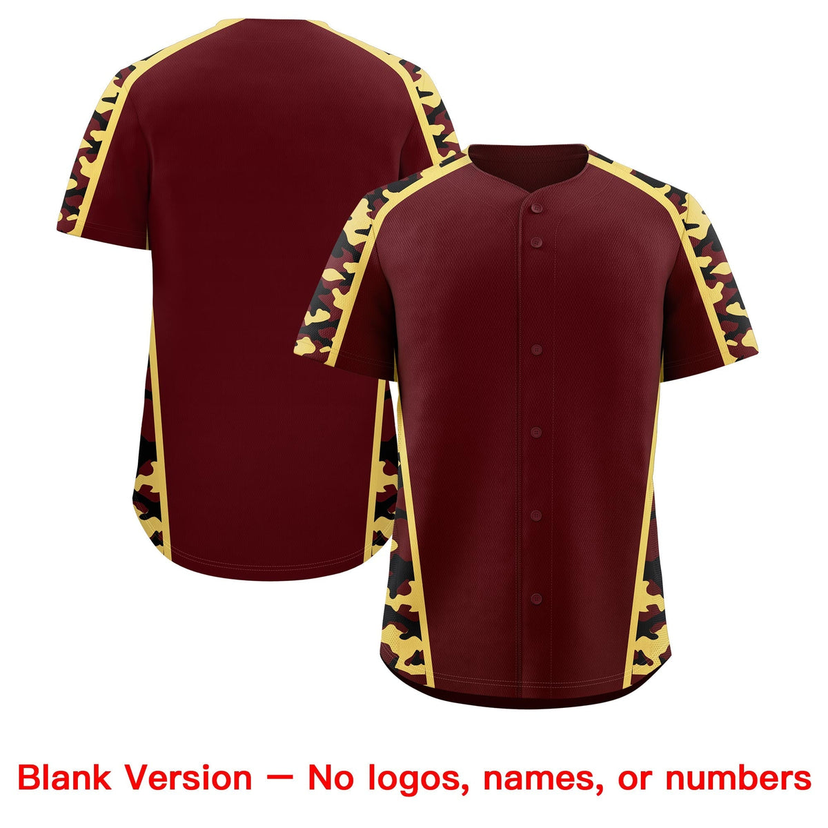 Custom Burgundy Khaki Side Camo Style Personalization Baseball Jersey| KXKSHOP