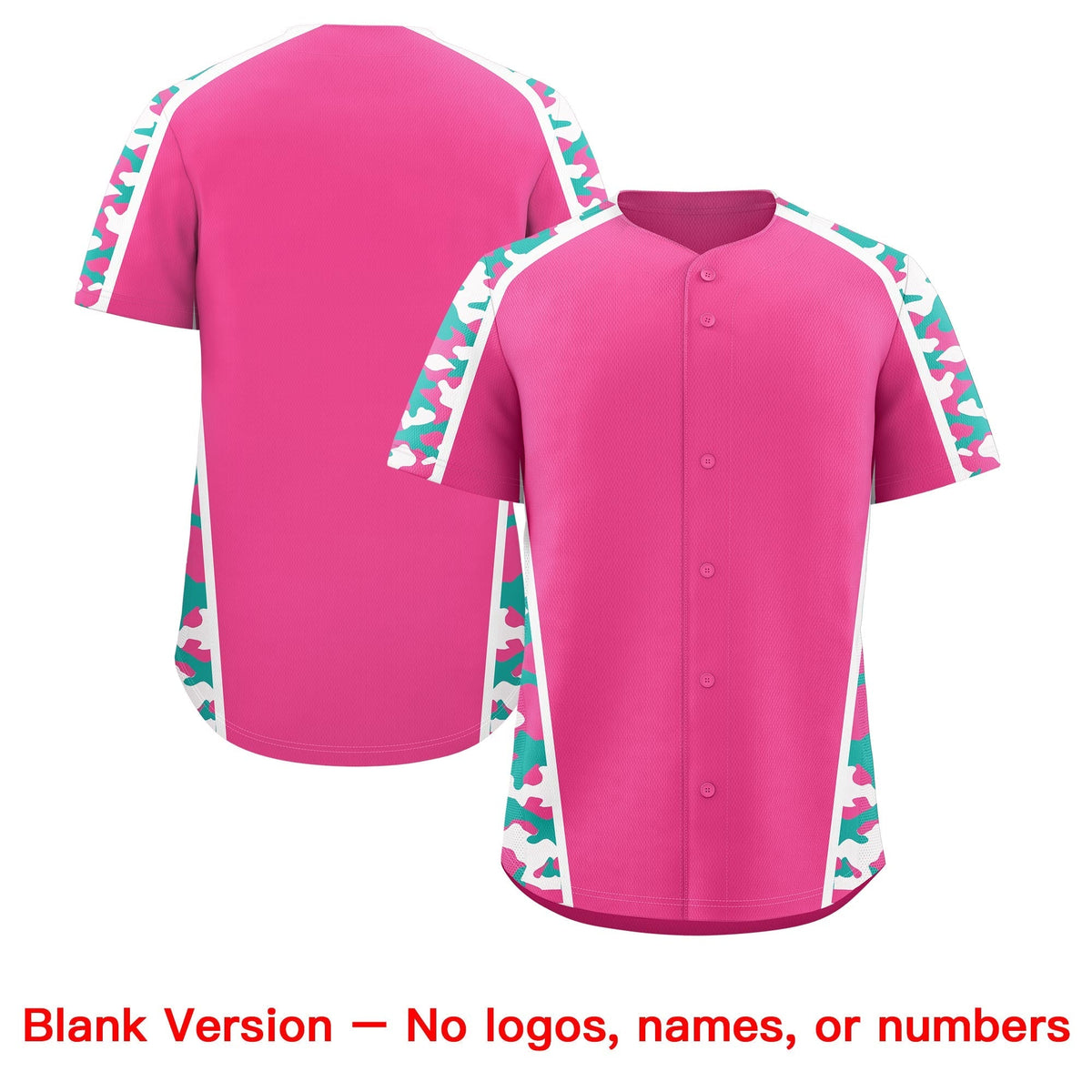 Custom Pink Aqua Side Camo Style Personalization Baseball Jersey| KXKSHOP