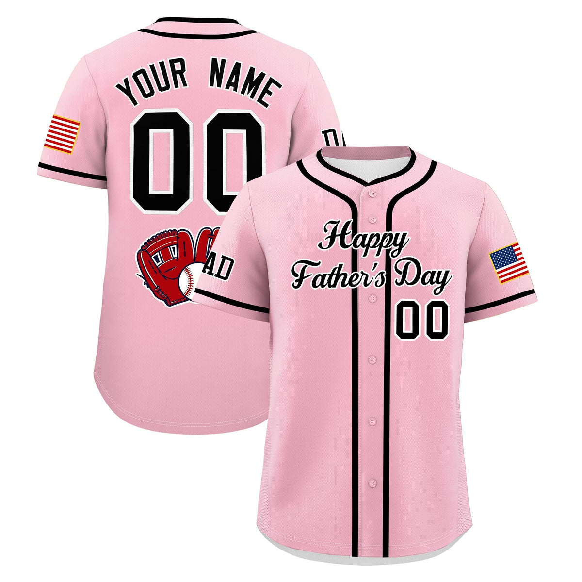 Custom Light Pink Black White Classic Style Father's Day Quick Dry Baseball Jersey| KXKSHOP