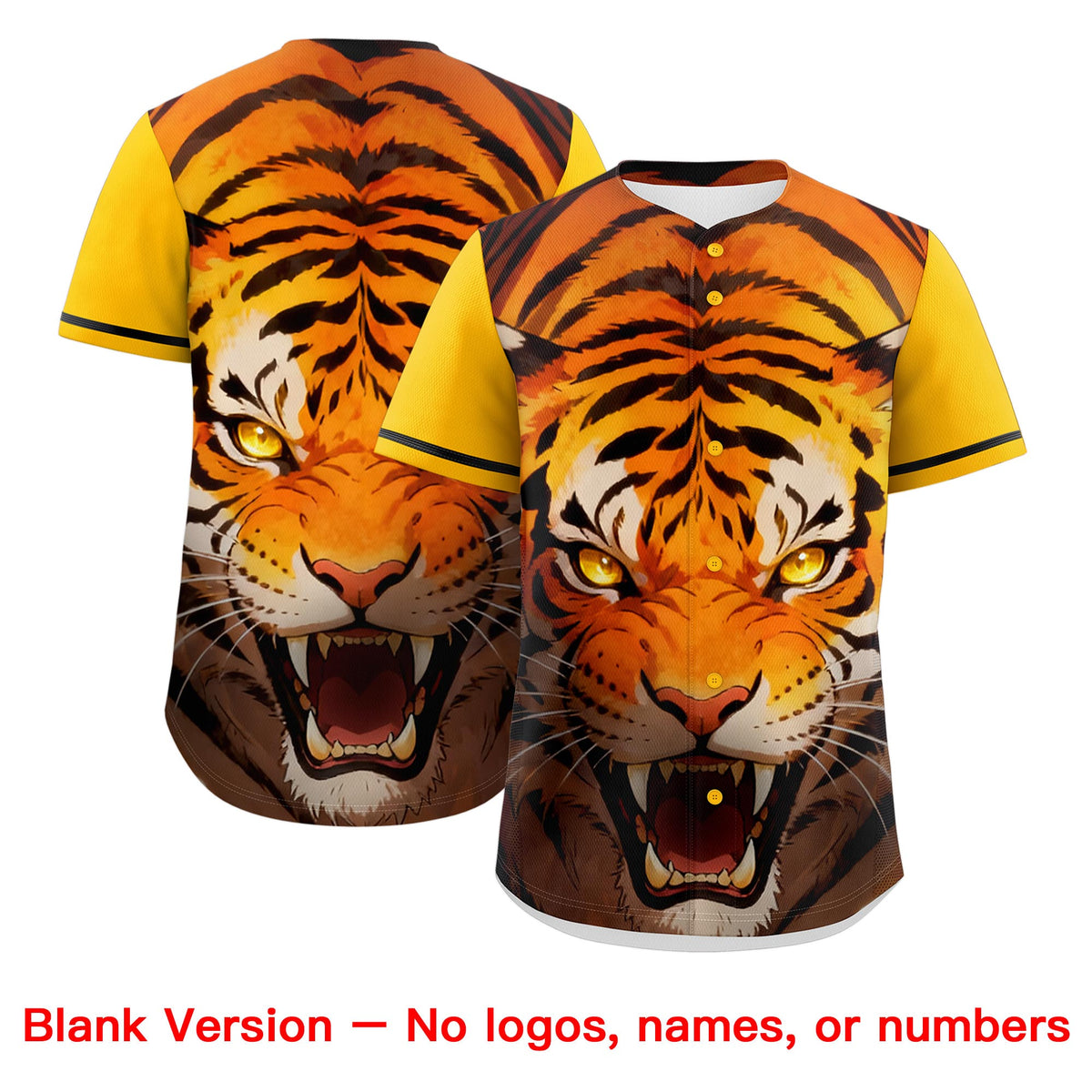 Custom Yellow Black White Tiger Animal Series Personalization Graffiti Pattern Baseball Jersey| KXKSHOP