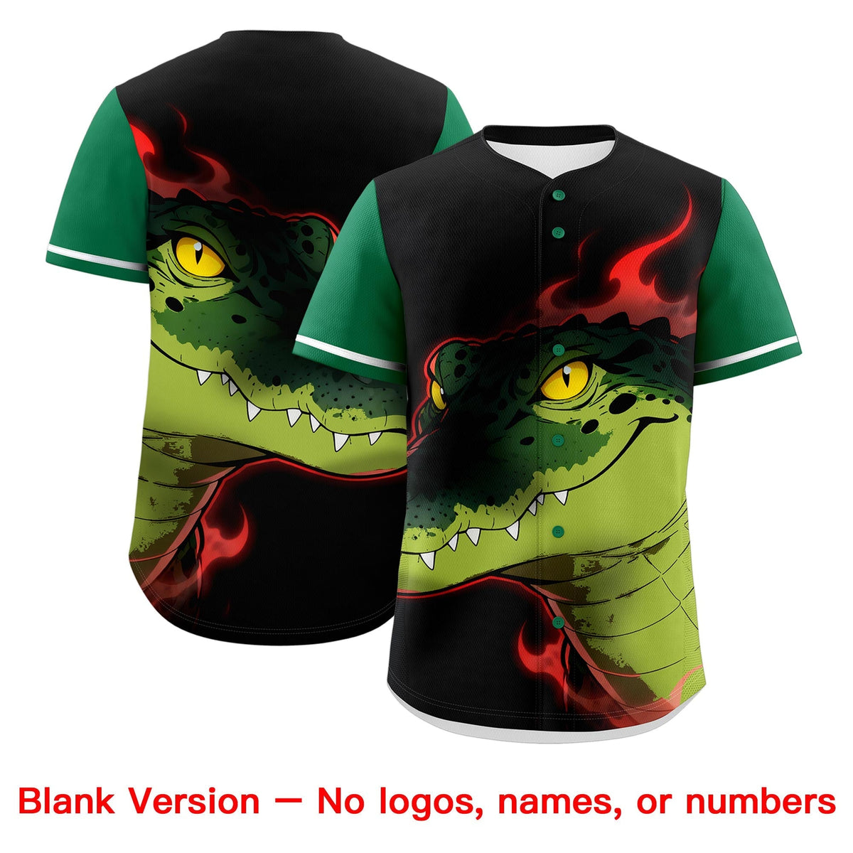 Custom Black Kelly Green Red Crocodile Animal Series Personalization Graffiti Pattern Baseball Jersey| KXKSHOP