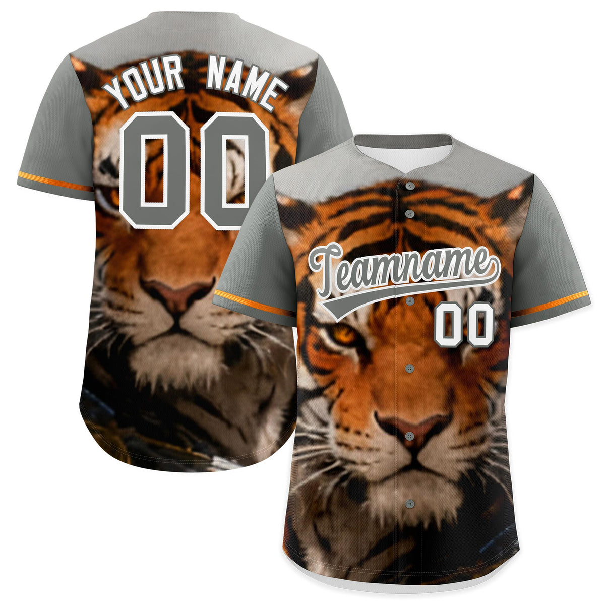Custom Gray White Tiger Animal Series Personalization Graffiti Pattern Baseball Jersey| KXKSHOP