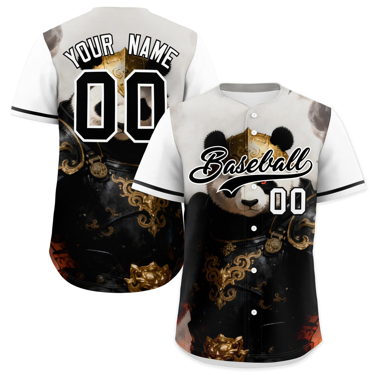Custom White Black Panda Animal Series Personalization Graffiti Pattern Baseball Jersey| KXKSHOP
