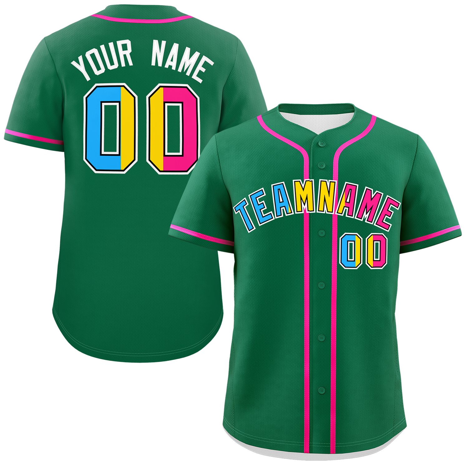 Custom Kelly Green Pansexuality For Pride Month Classic Style Authentic Baseball Jersey