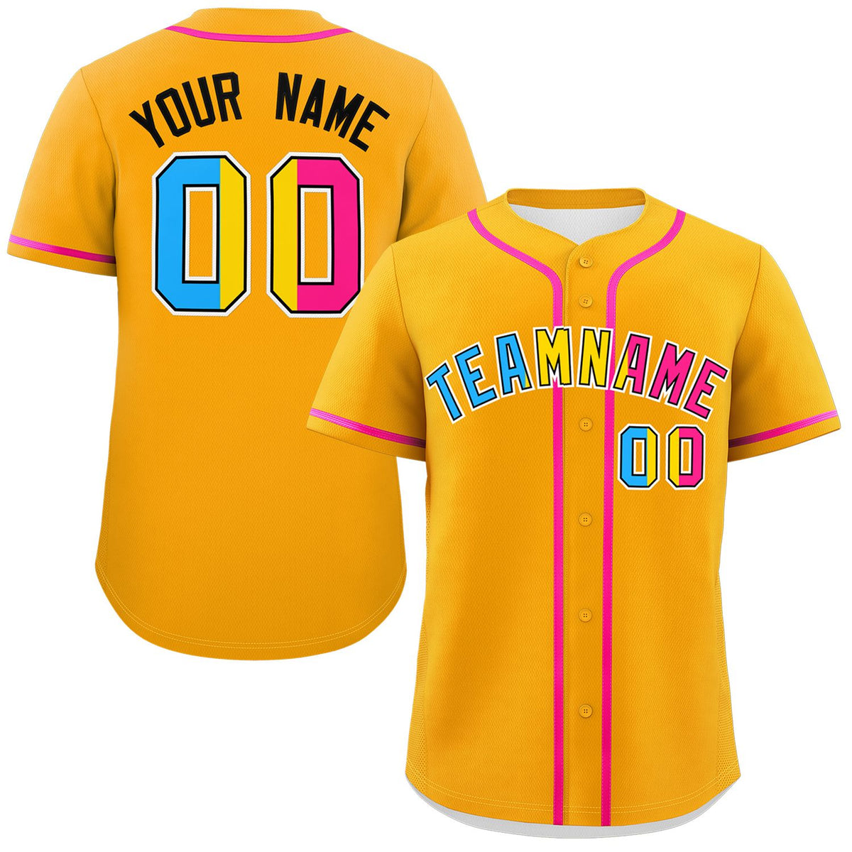 Custom Yellow Pansexuality For Pride Month Classic Style Authentic Baseball Jersey