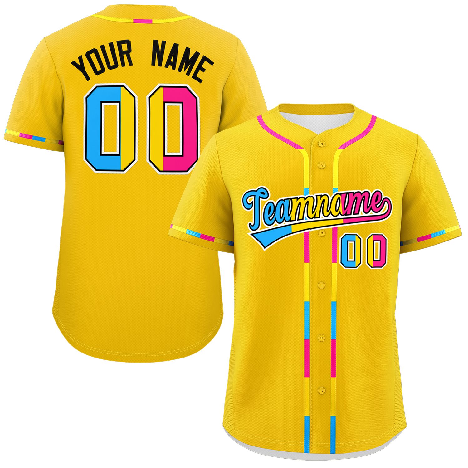 Custom Gold Pansexuality For Pride Month Classic Style Authentic Baseball Jersey