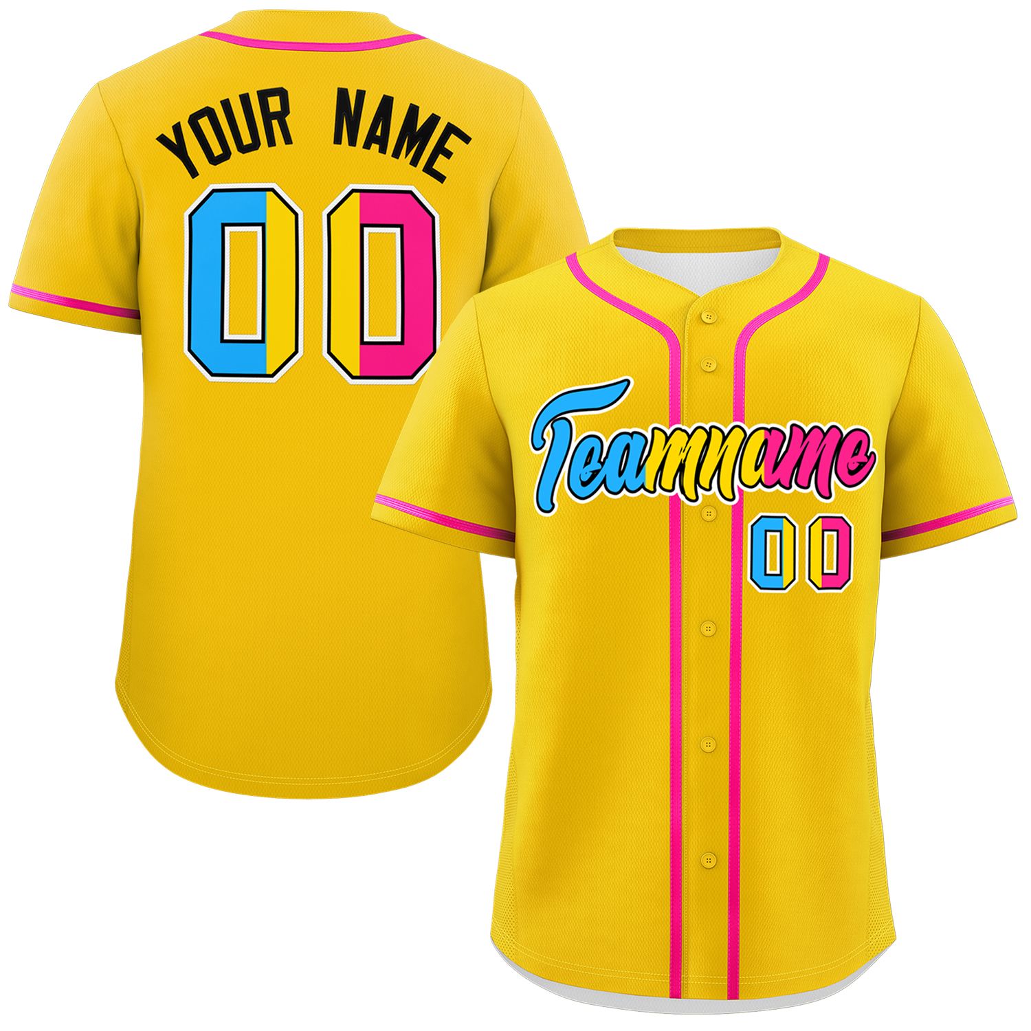 Custom Gold Pansexuality For Pride Month Classic Style Authentic Baseball Jersey