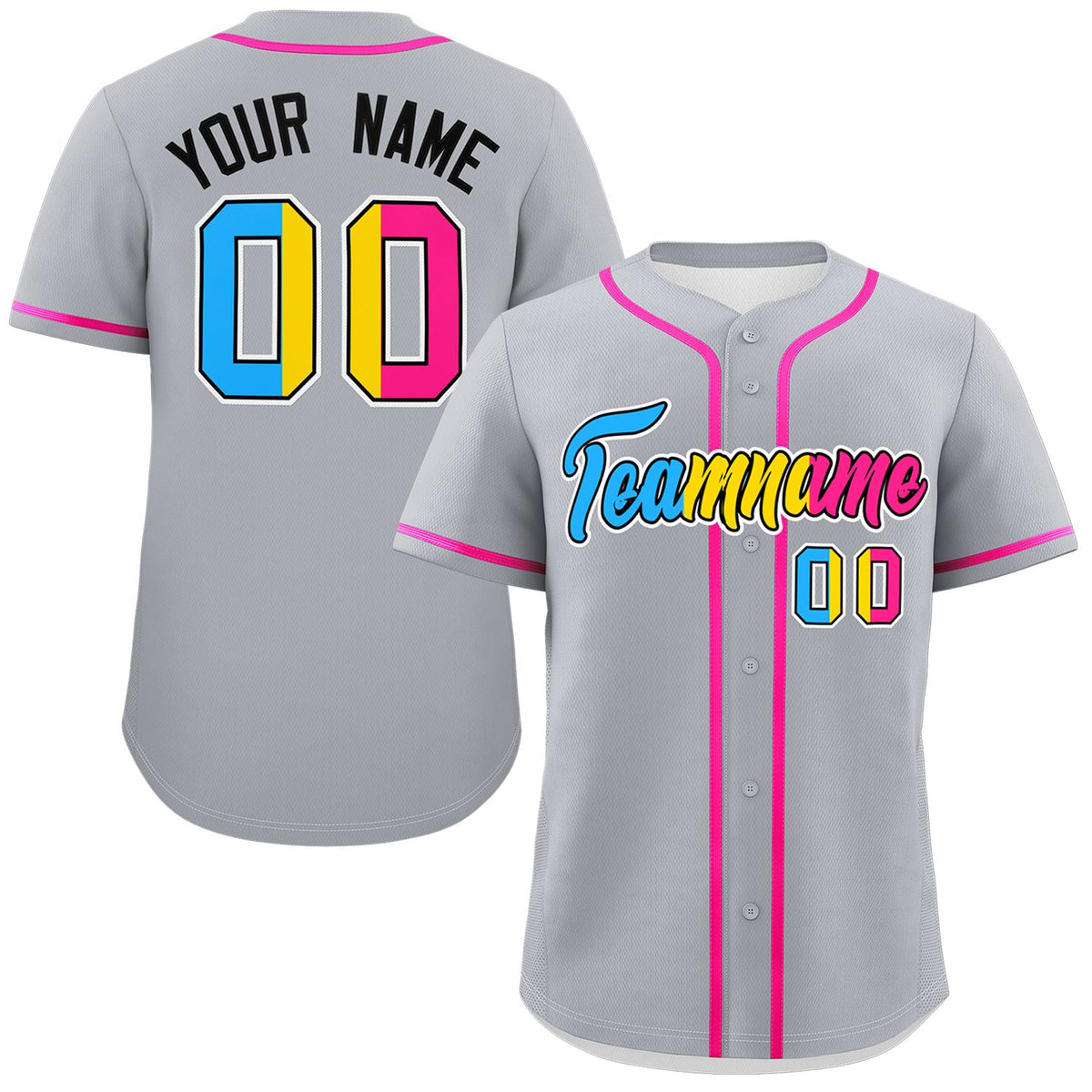 Custom Gray Pansexuality For Pride Month Classic Style Authentic Baseball Jersey