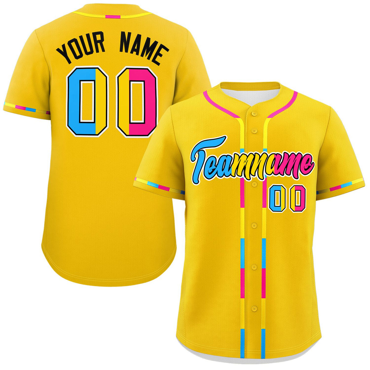 Custom Gold Pansexuality For Pride Month Classic Style Authentic Baseball Jersey