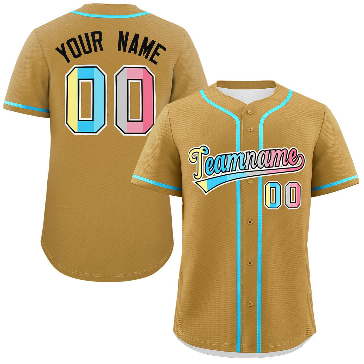 Custom Old Gold Genderflux For Pride Month Classic Style Authentic Baseball Jersey
