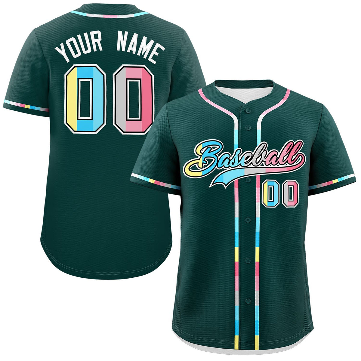 Custom Midnight Green Genderflux For Pride Month Classic Style Authentic Baseball Jersey