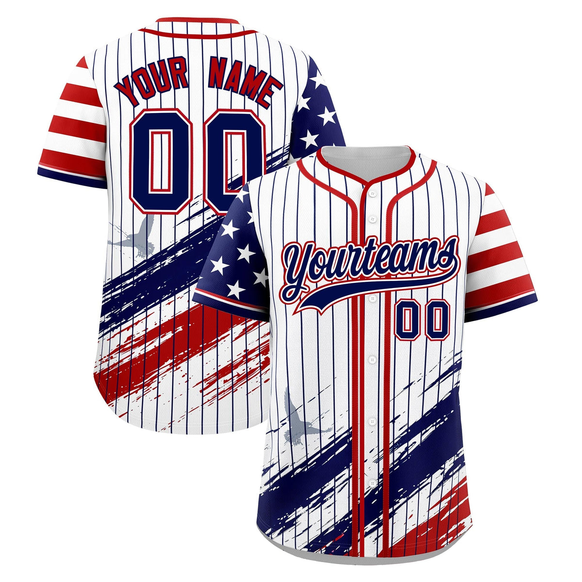 Custom White Graffiti Pattern Independence Day Baseball Jersey| KXKSHOP