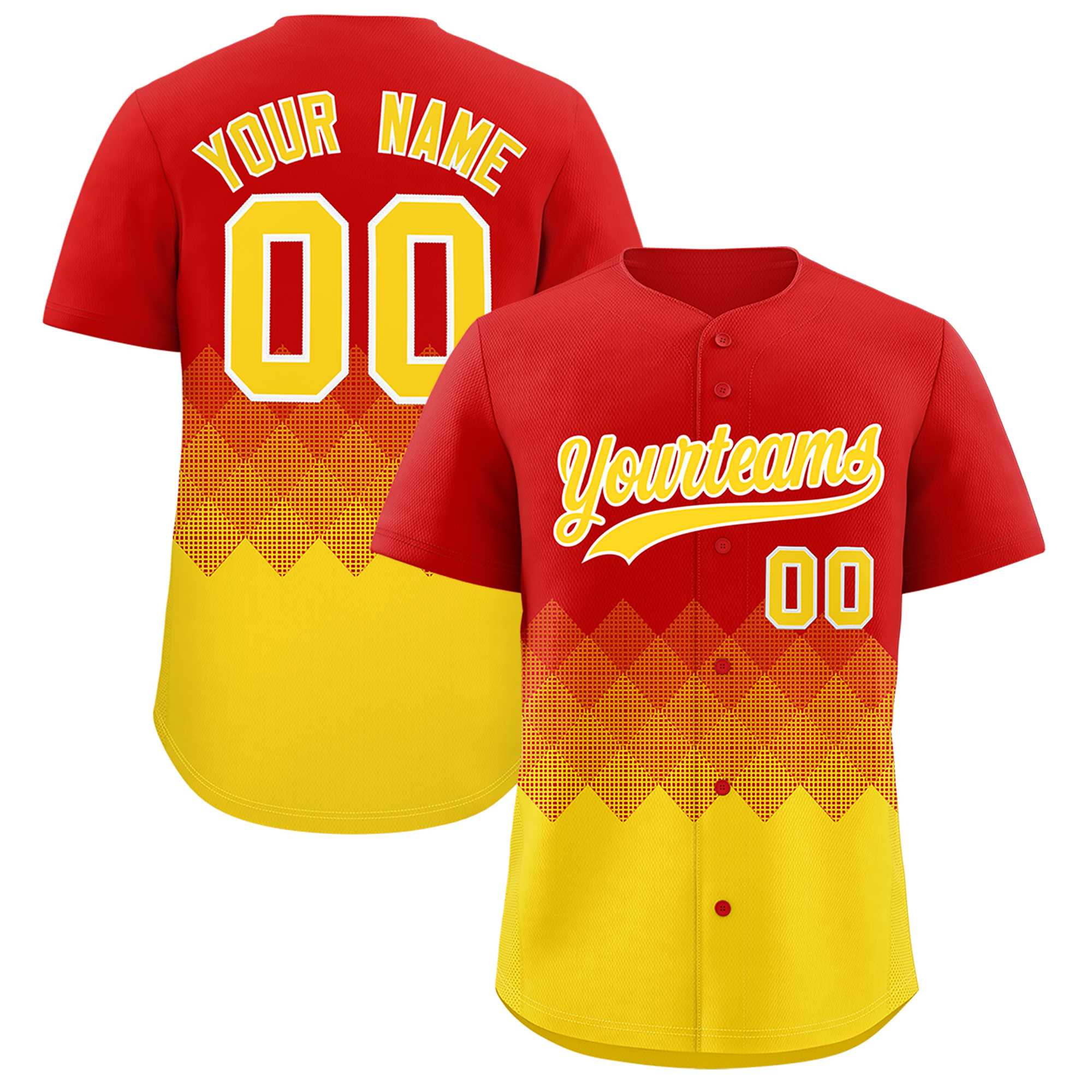 Custom Red Gold Grid Blur Pattern Authentic Baseball Jersey| KXKSHOP