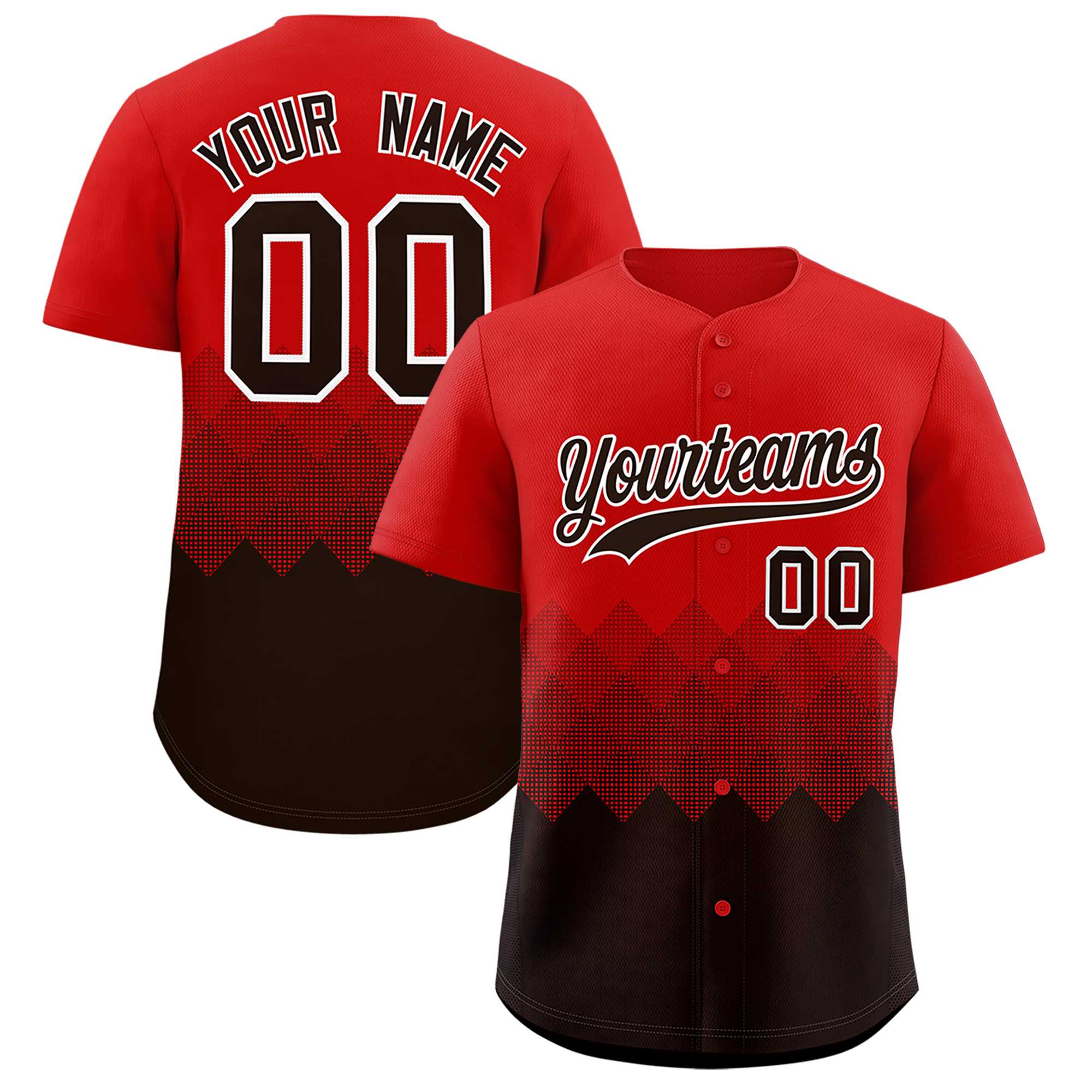 Custom Red Brown Grid Blur Pattern Authentic Baseball Jersey| KXKSHOP