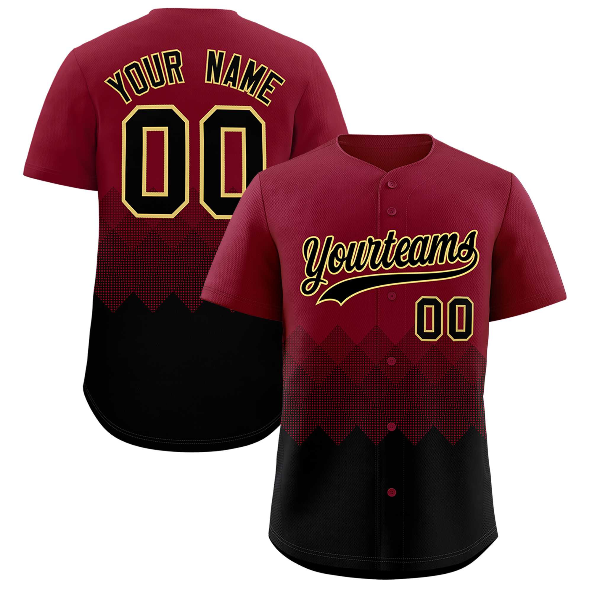 Custom Crimson Black Grid Blur Pattern Authentic Baseball Jersey| KXKSHOP