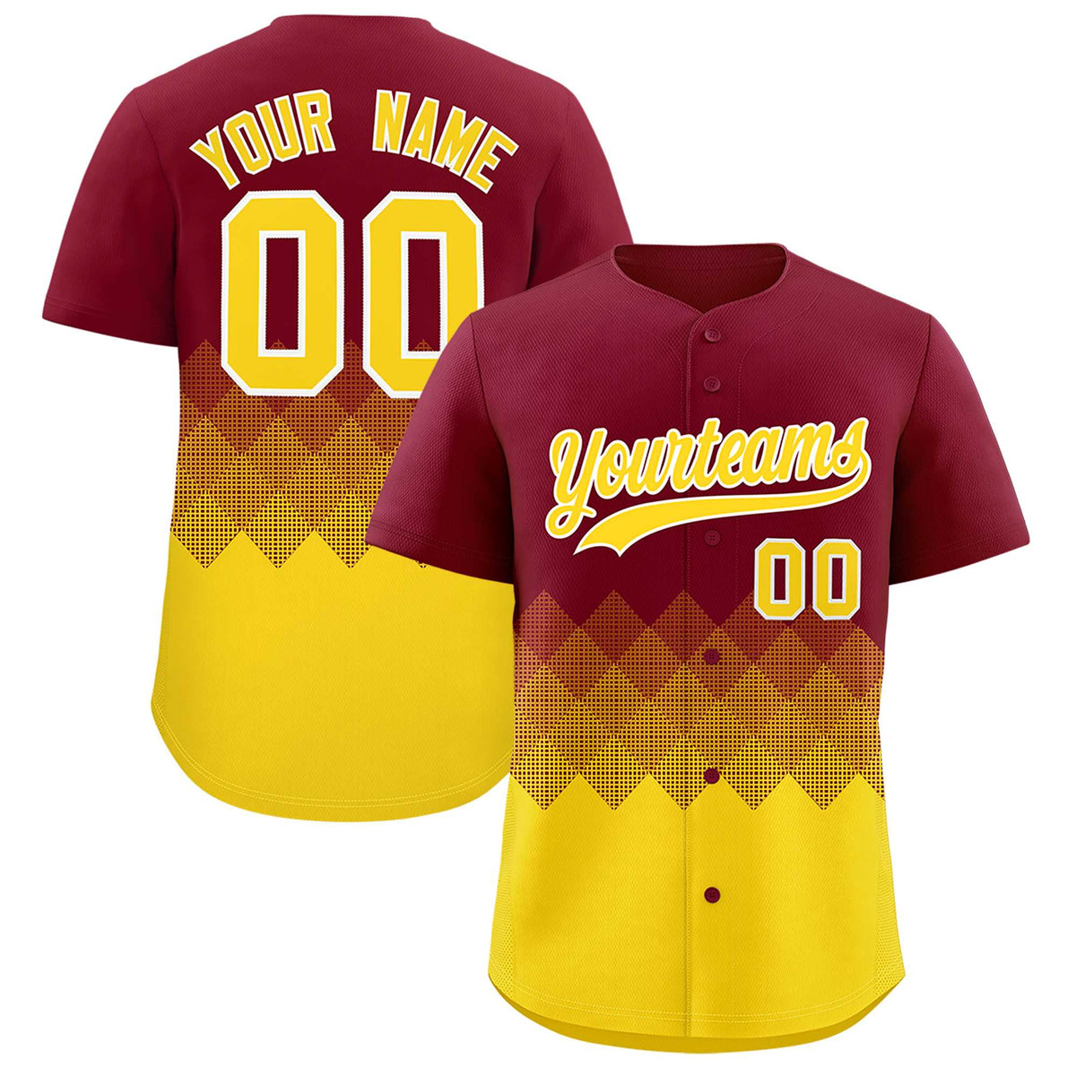 Custom Crimson Gold Grid Blur Pattern Authentic Baseball Jersey| KXKSHOP