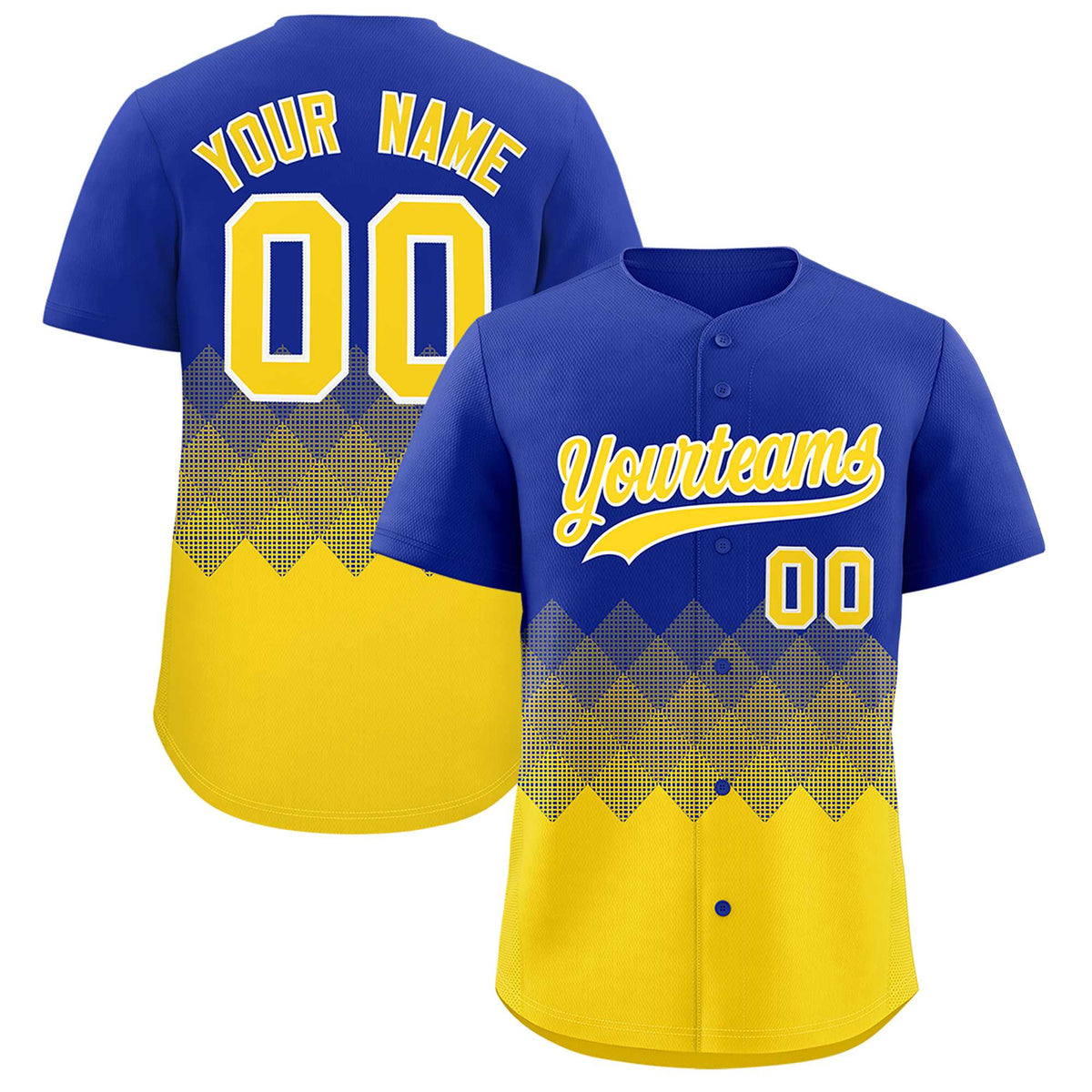 Custom Royal Gold Grid Blur Pattern Authentic Baseball Jersey| KXKSHOP