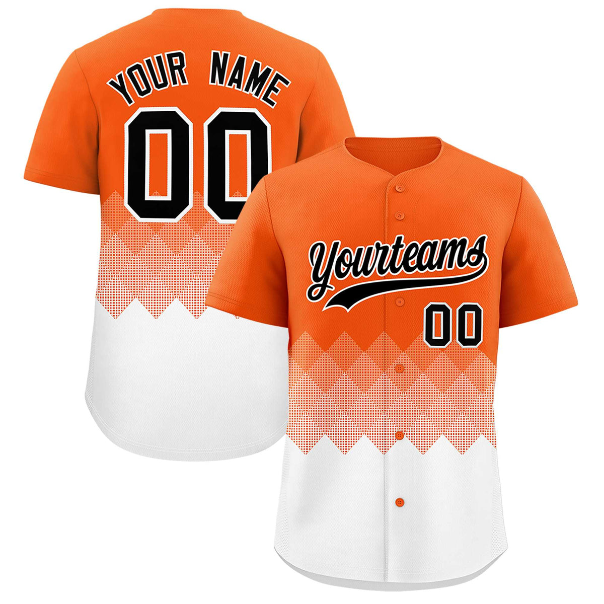 Custom Orange White Grid Blur Pattern Authentic Baseball Jersey| KXKSHOP