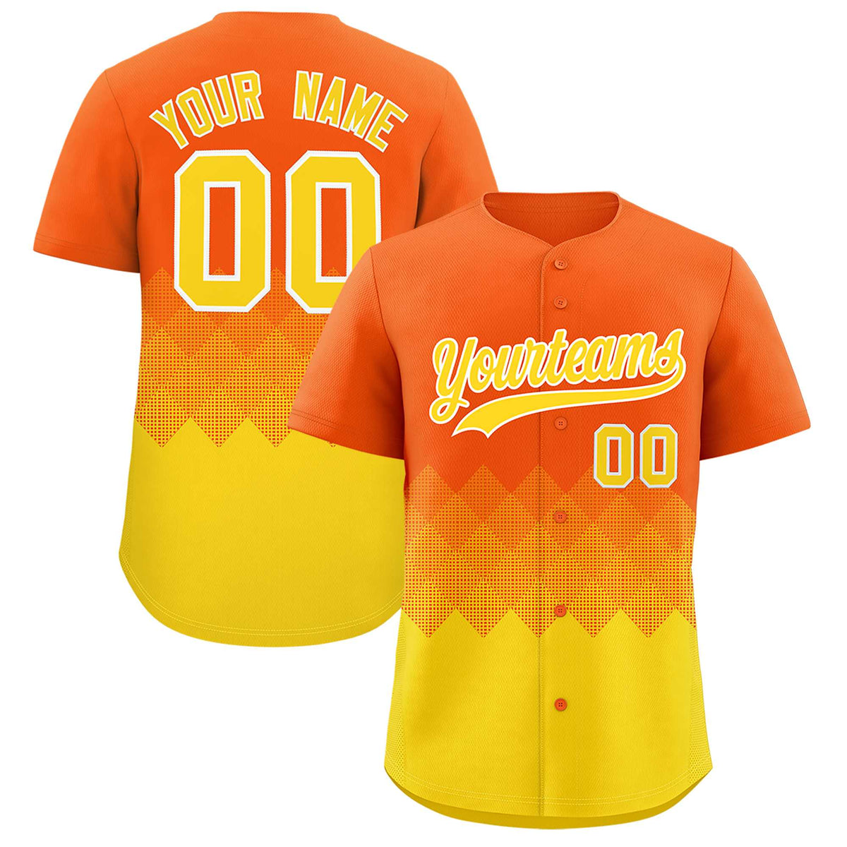Custom Orange Gold Grid Blur Pattern Authentic Baseball Jersey| KXKSHOP
