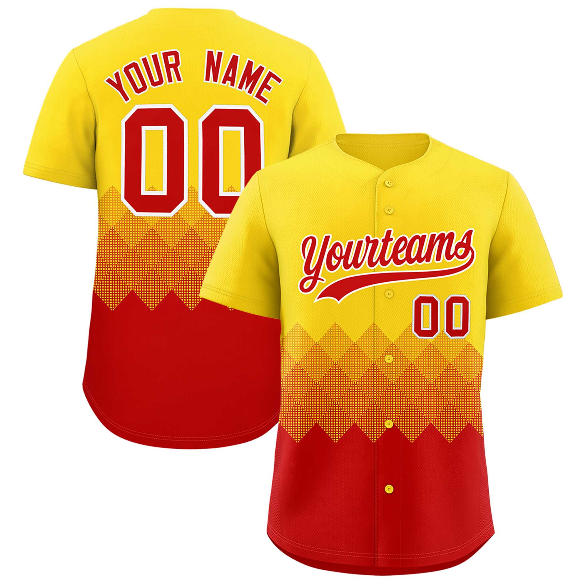 Custom Gold Red Grid Blur Pattern Authentic Baseball Jersey| KXKSHOP