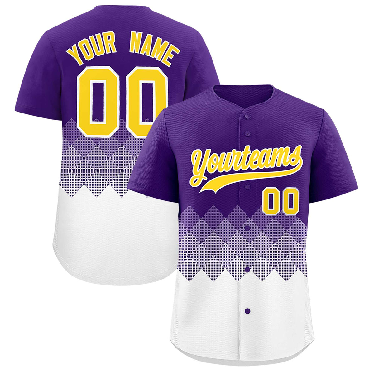 Custom Purple White Grid Blur Pattern Authentic Baseball Jersey| KXKSHOP