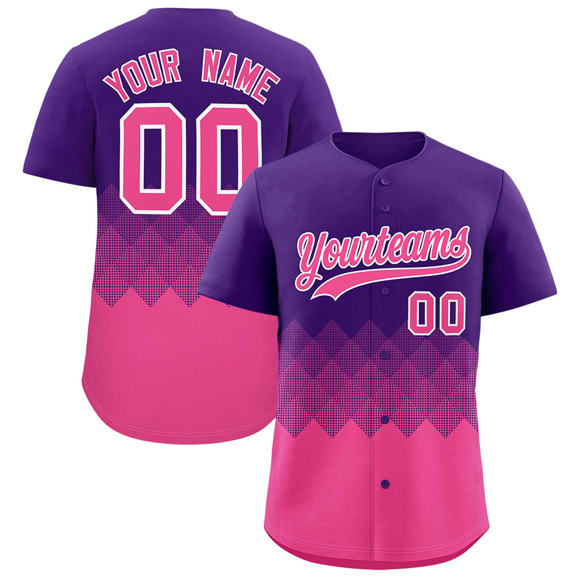Custom Purple Pink Grid Blur Pattern Authentic Baseball Jersey| KXKSHOP
