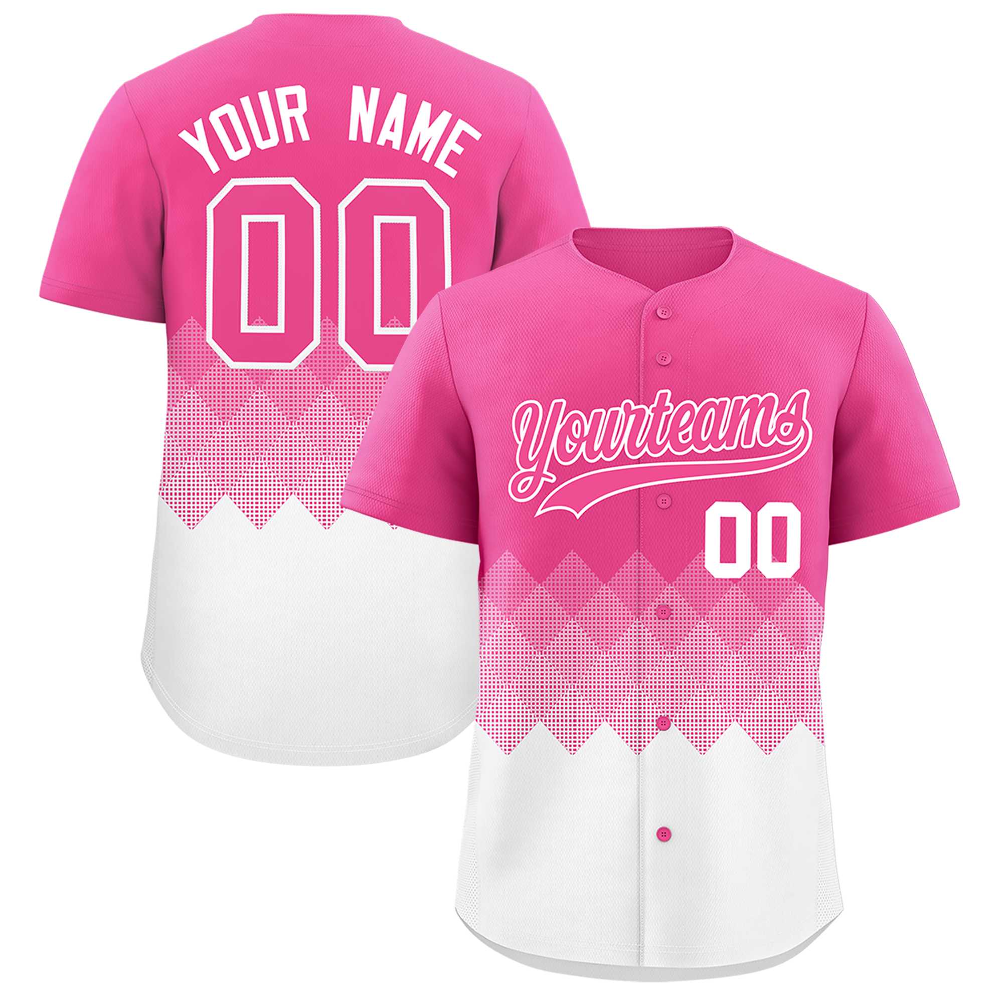 Custom Pink White Grid Blur Pattern Authentic Baseball Jersey| KXKSHOP