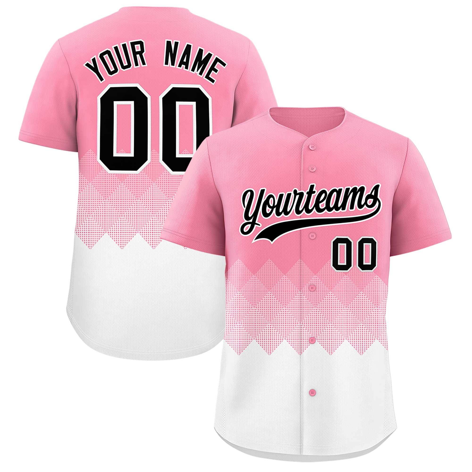 Custom Light Pink White Grid Blur Pattern Authentic Baseball Jersey| KXKSHOP