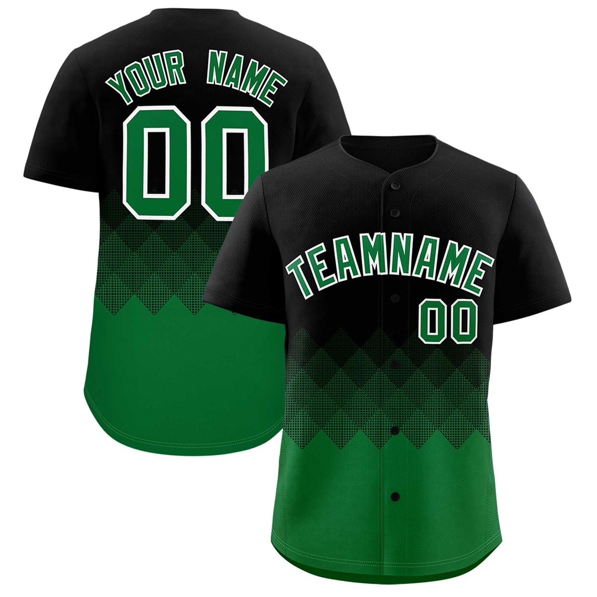 Custom Black Kelly Green Grid Blur Pattern Authentic Baseball Jersey| KXKSHOP