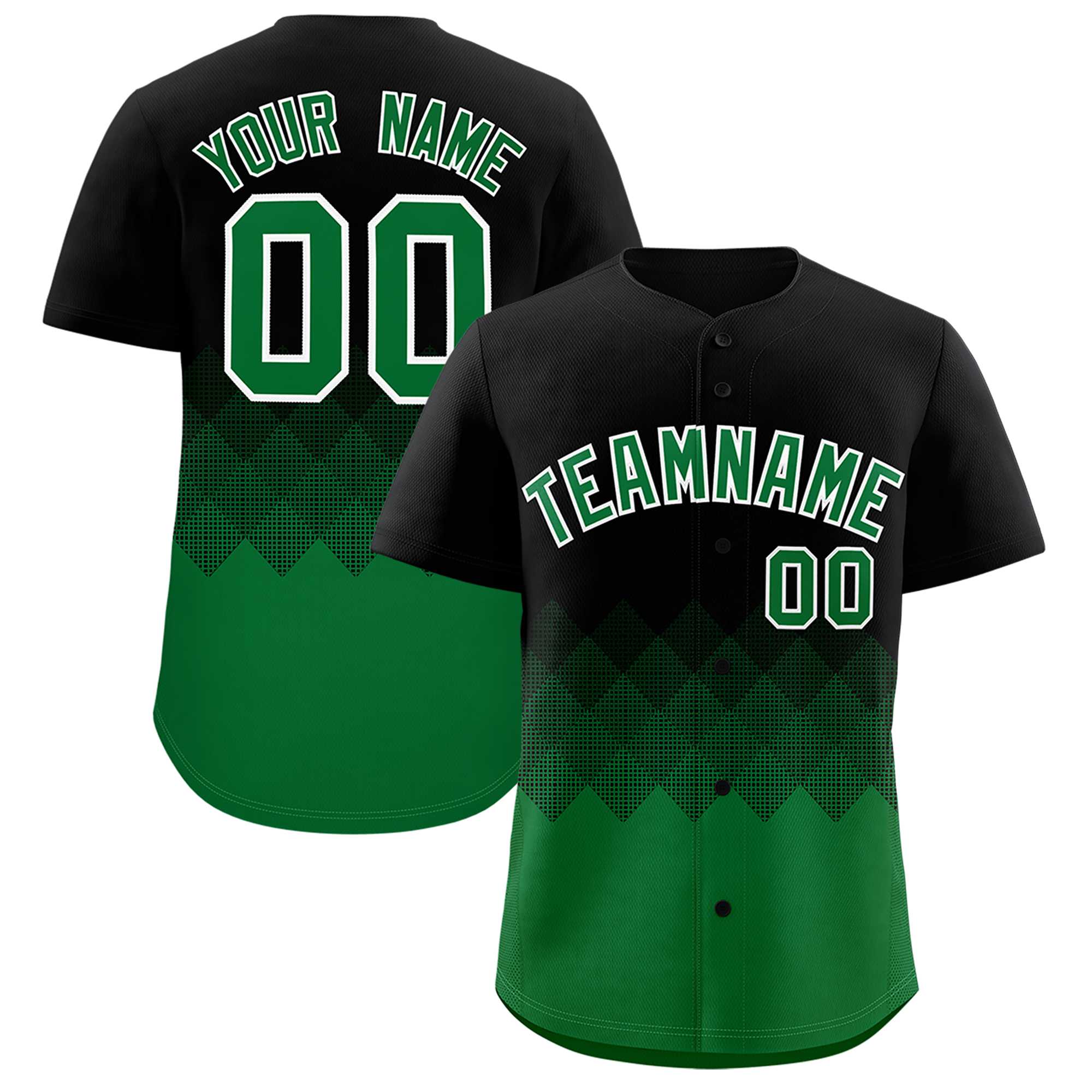 Custom Black Kelly Green Grid Blur Pattern Authentic Baseball Jersey| KXKSHOP