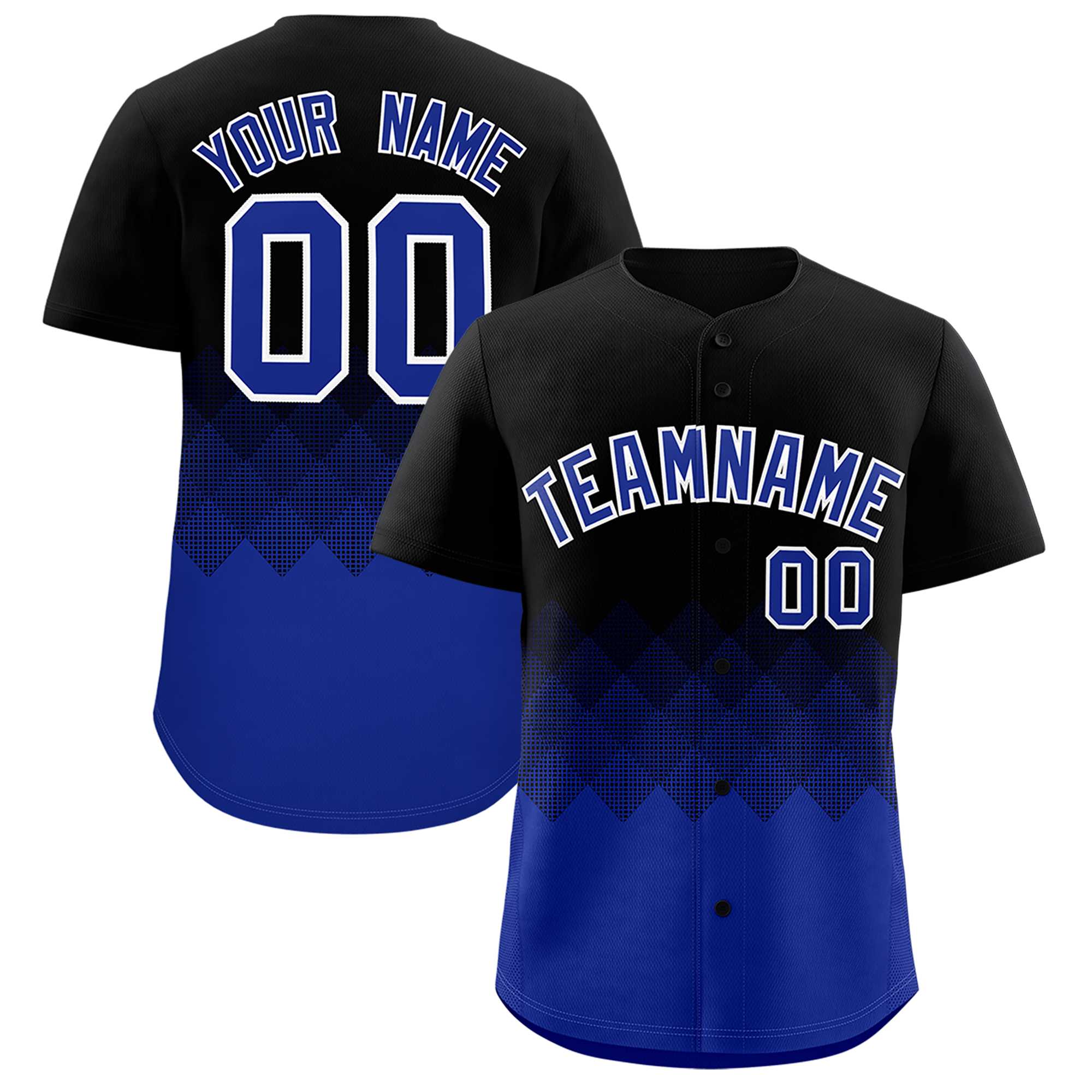 Custom Black Royal Grid Blur Pattern Authentic Baseball Jersey| KXKSHOP