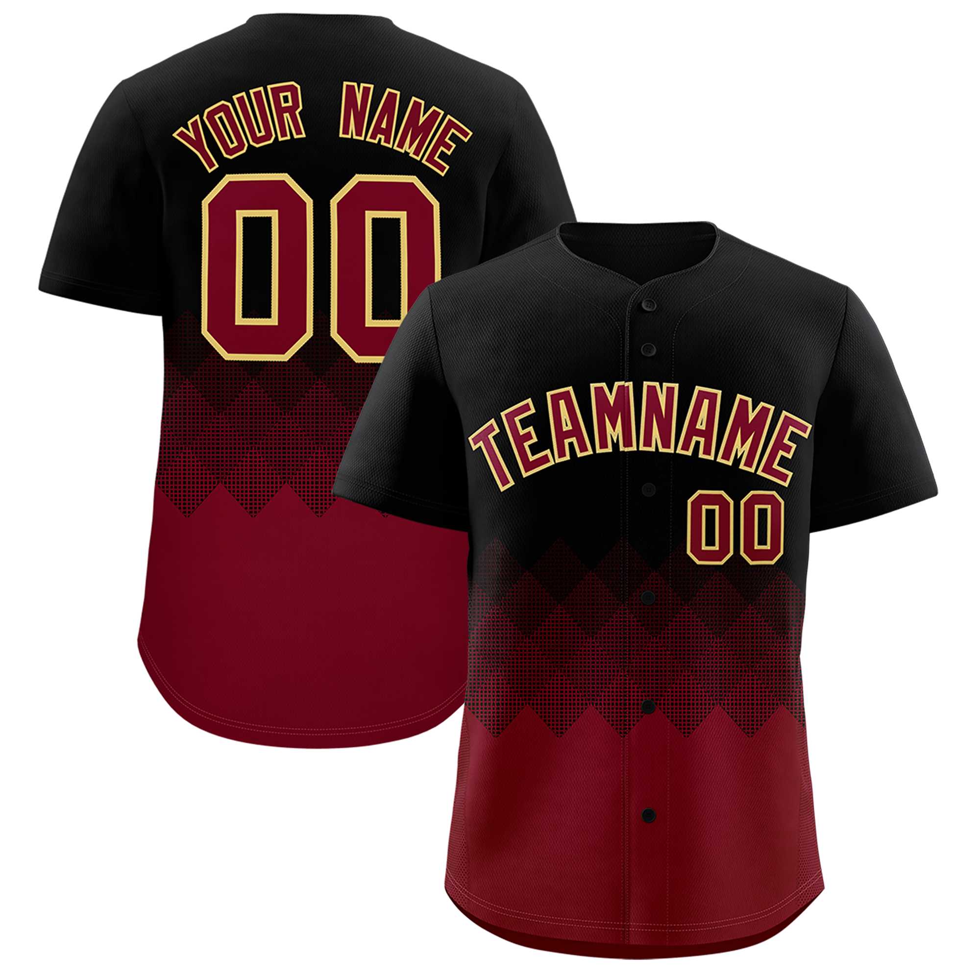 Custom Black Crimson Grid Blur Pattern Authentic Baseball Jersey| KXKSHOP