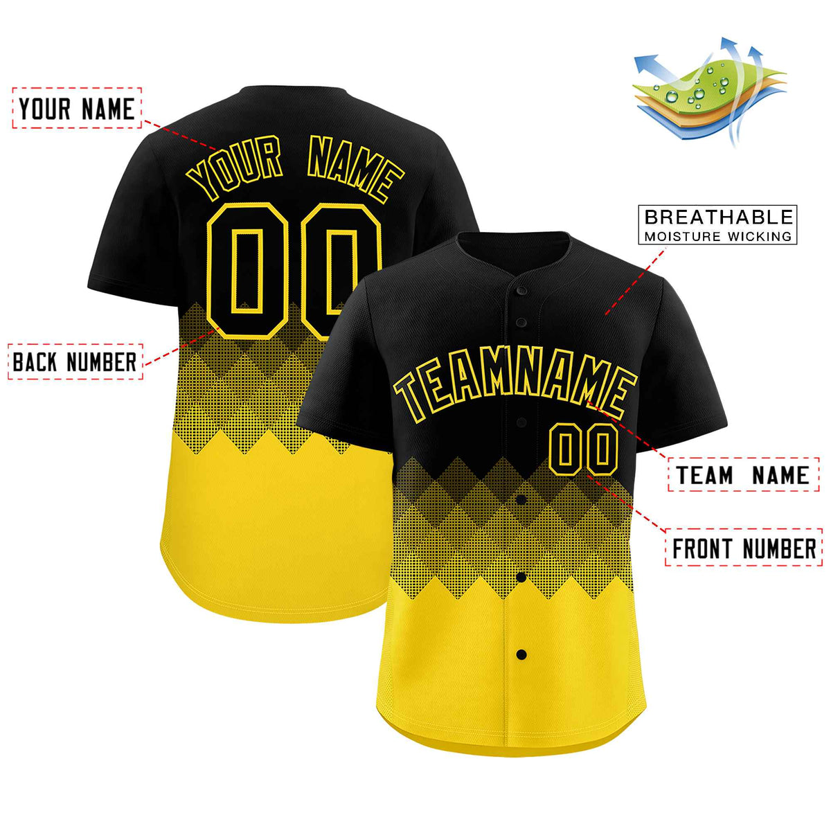 Custom Black Gold Grid Blur Pattern Authentic Baseball Jersey| KXKSHOP