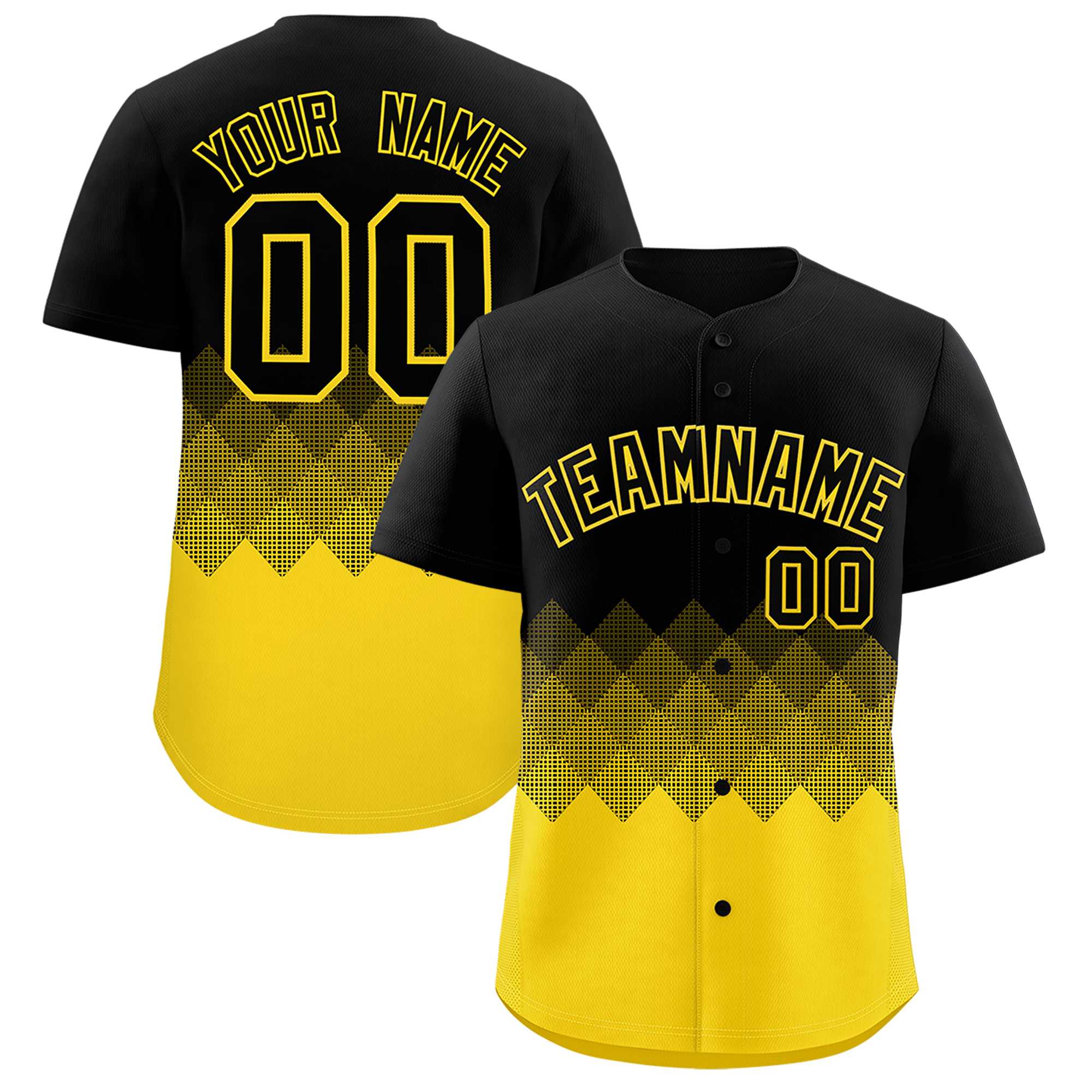 Custom Black Gold Grid Blur Pattern Authentic Baseball Jersey| KXKSHOP