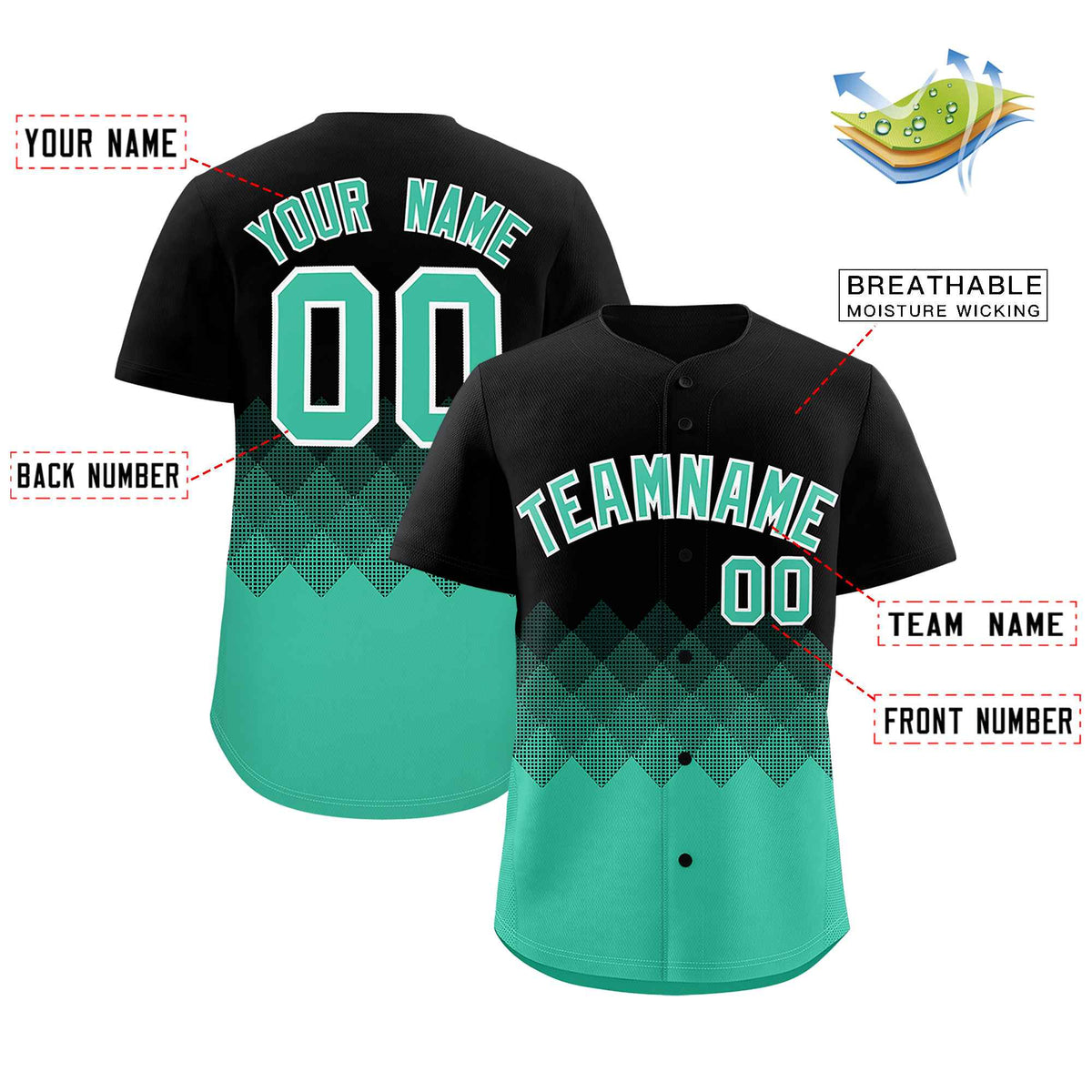 Custom Black Bright Green Grid Blur Pattern Authentic Baseball Jersey| KXKSHOP