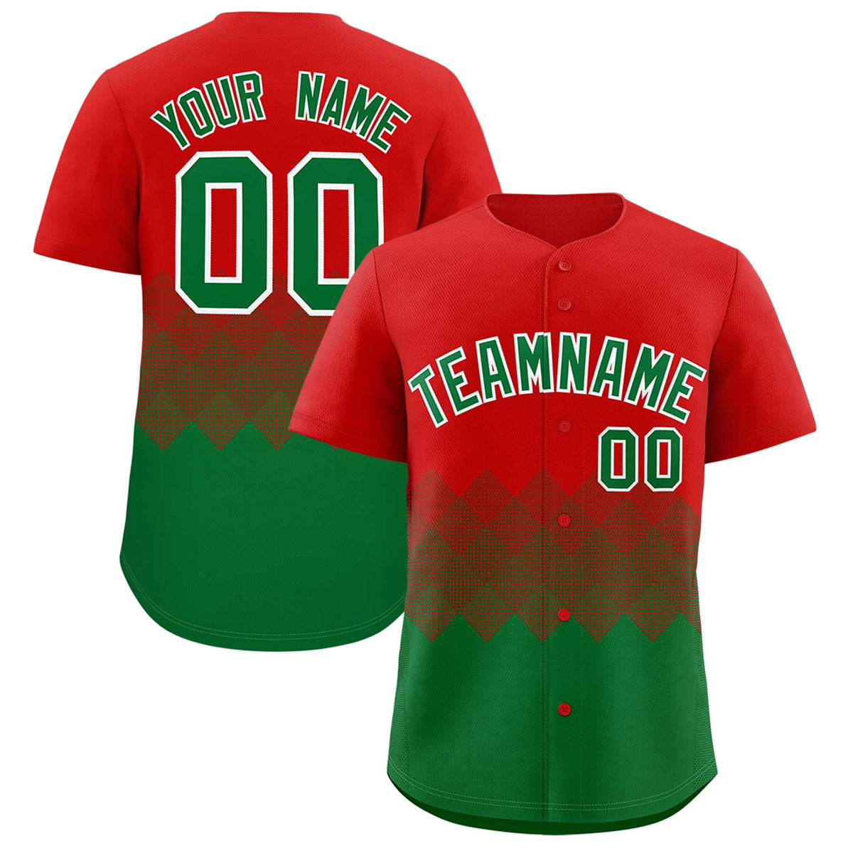 Custom Red Kelly Green Grid Blur Pattern Authentic Baseball Jersey| KXKSHOP