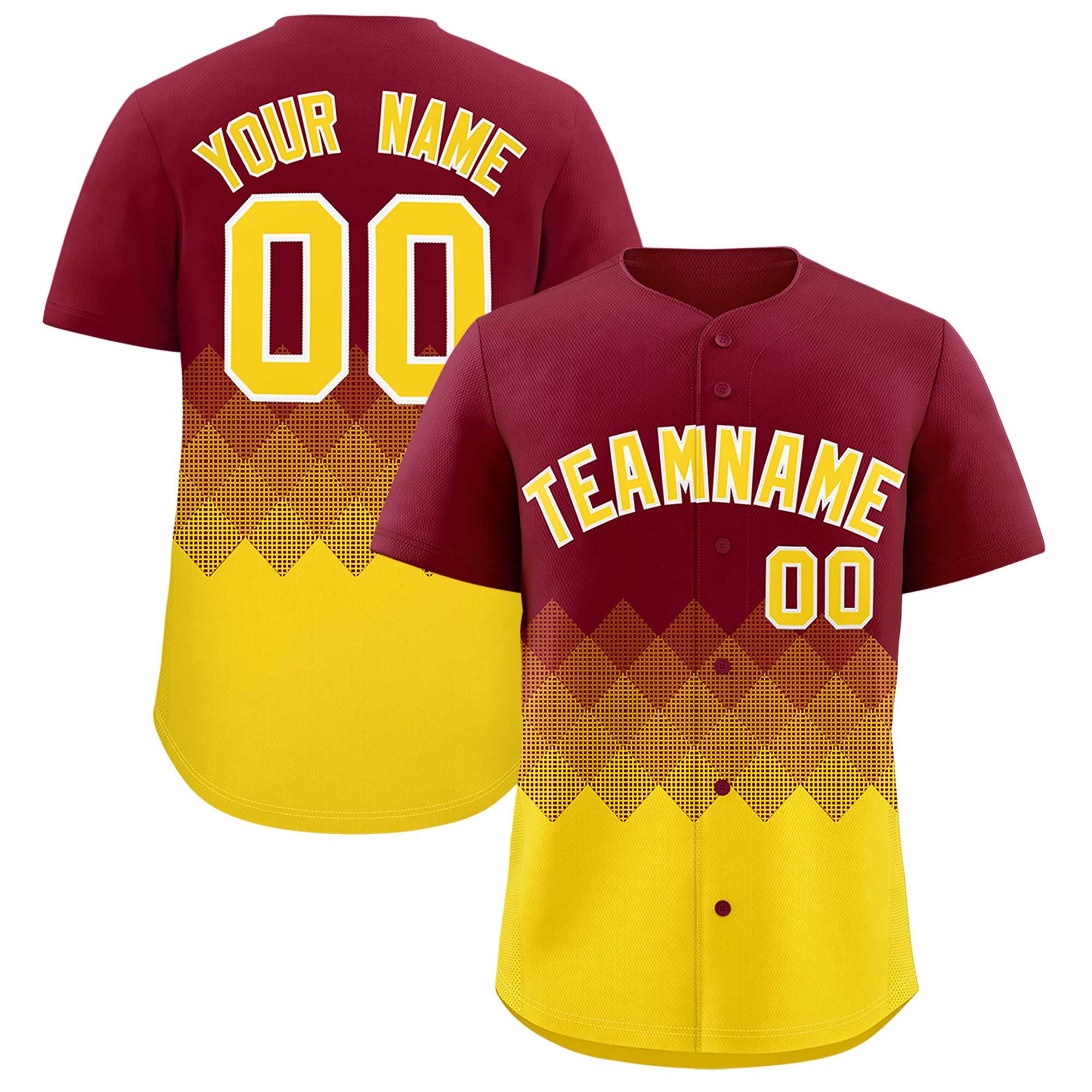 Custom Crimson Gold Grid Blur Pattern Authentic Baseball Jersey| KXKSHOP