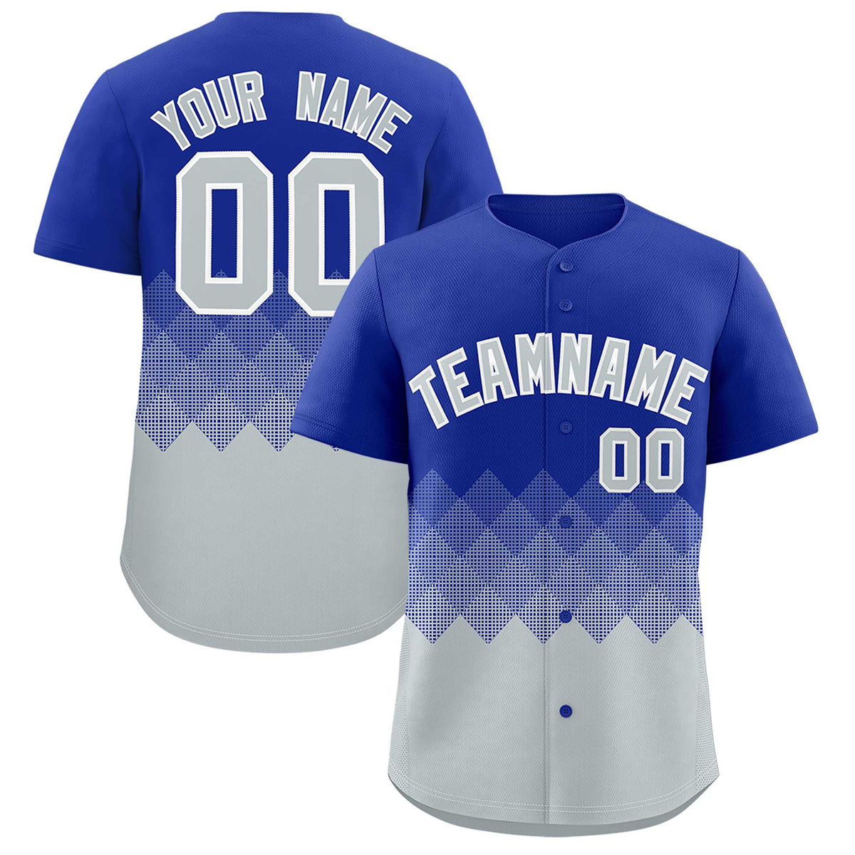 Custom Royal White Grid Blur Pattern Authentic Baseball Jersey| KXKSHOP