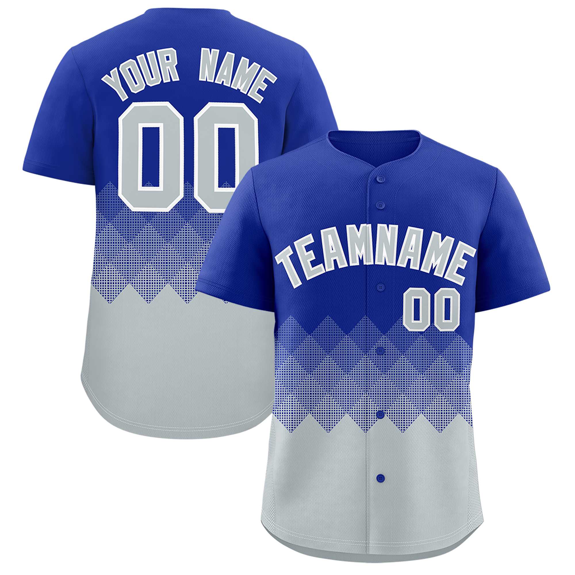 Custom Royal White Grid Blur Pattern Authentic Baseball Jersey| KXKSHOP