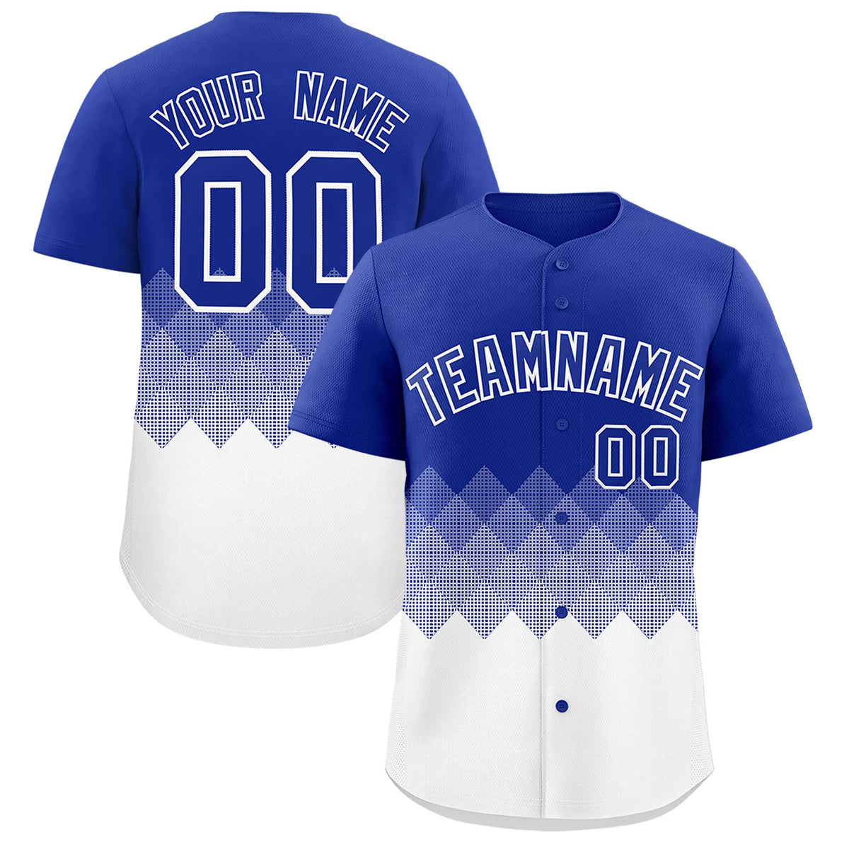 Custom Royal White Grid Blur Pattern Authentic Baseball Jersey| KXKSHOP