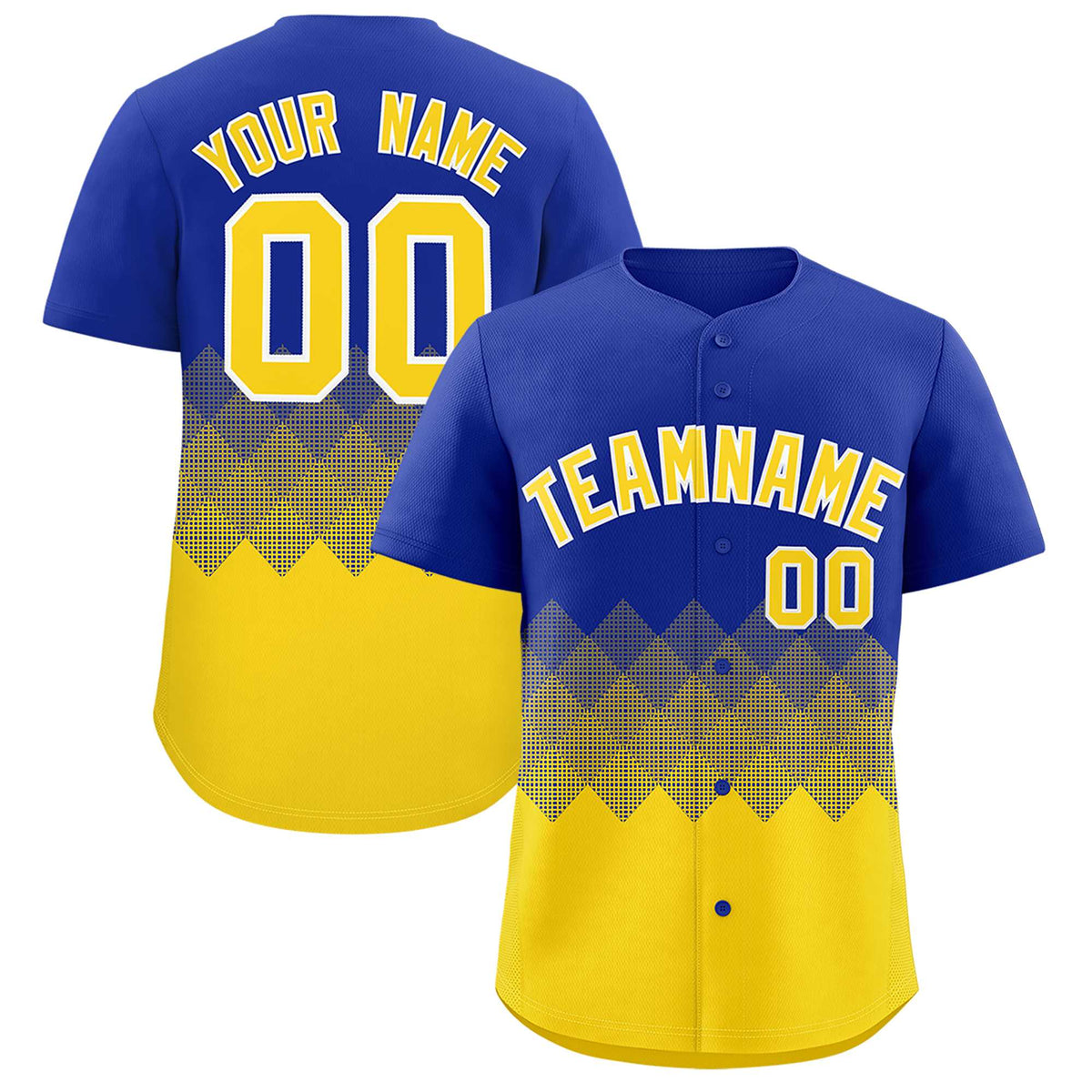 Custom Royal Gold Grid Blur Pattern Authentic Baseball Jersey| KXKSHOP