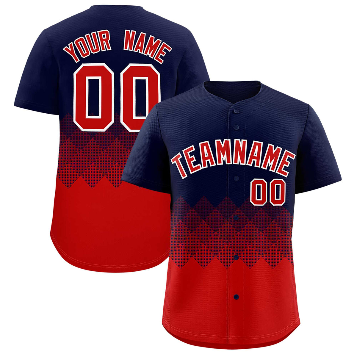 Custom Navy Red Grid Blur Pattern Authentic Baseball Jersey| KXKSHOP