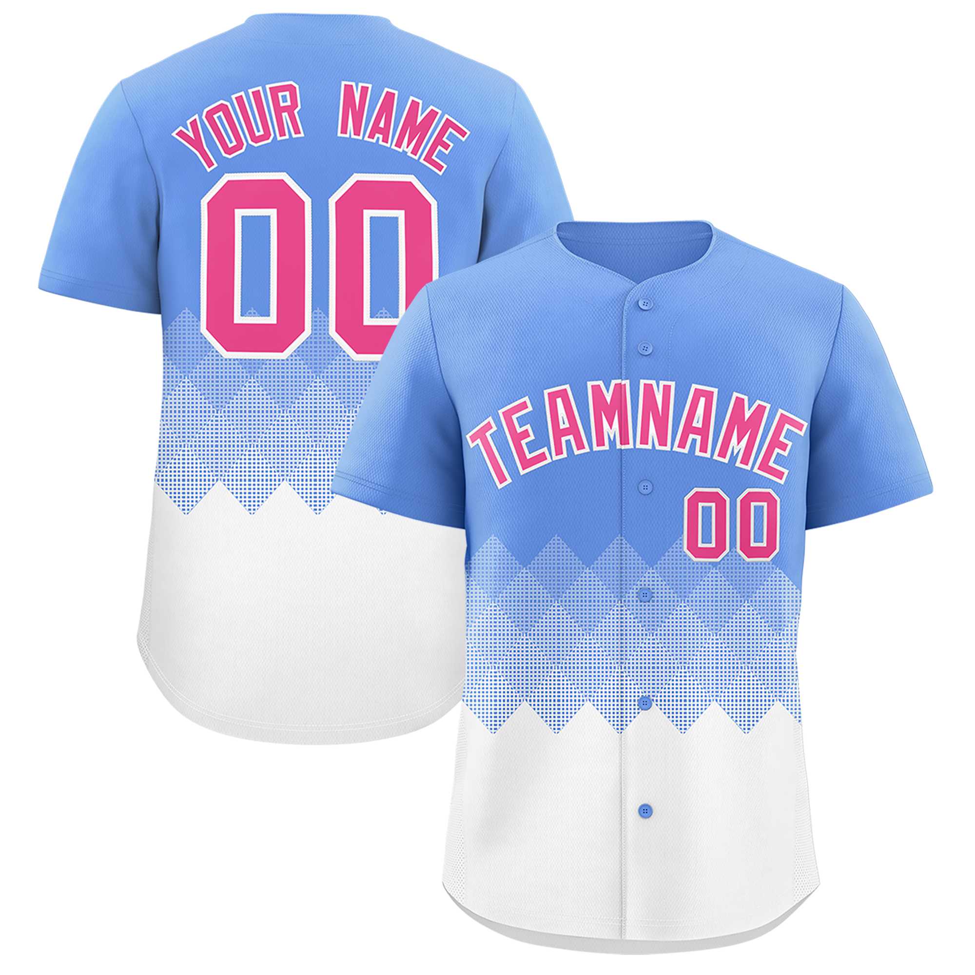 Custom Light Blue White Grid Blur Pattern Authentic Baseball Jersey| KXKSHOP