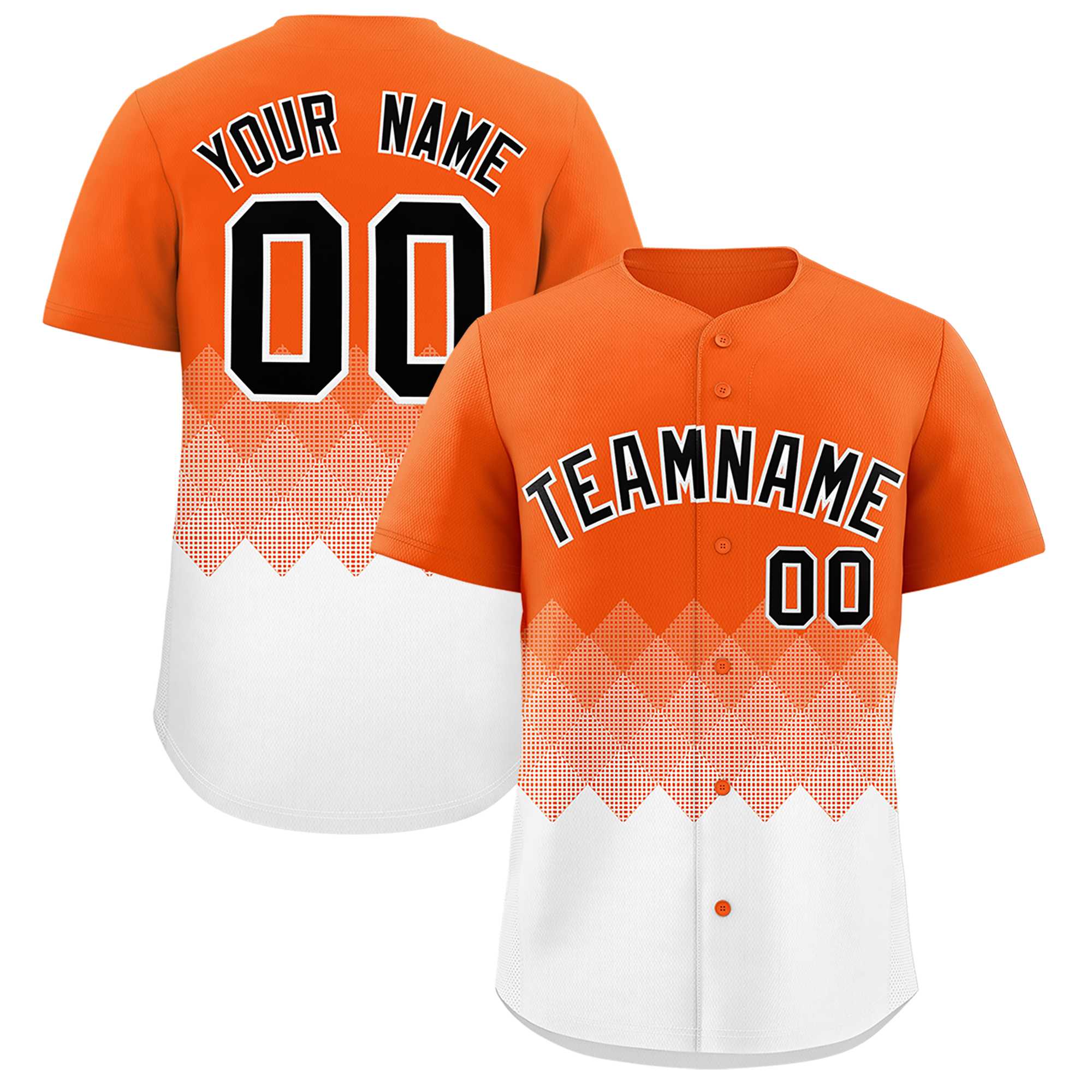 Custom Orange White Grid Blur Pattern Authentic Baseball Jersey| KXKSHOP