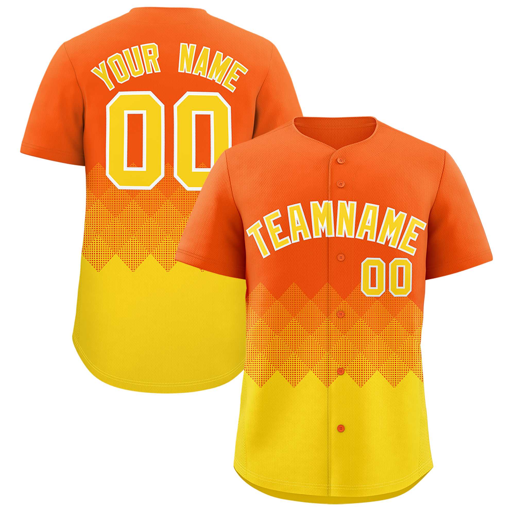 Custom Orange Gold Grid Blur Pattern Authentic Baseball Jersey| KXKSHOP
