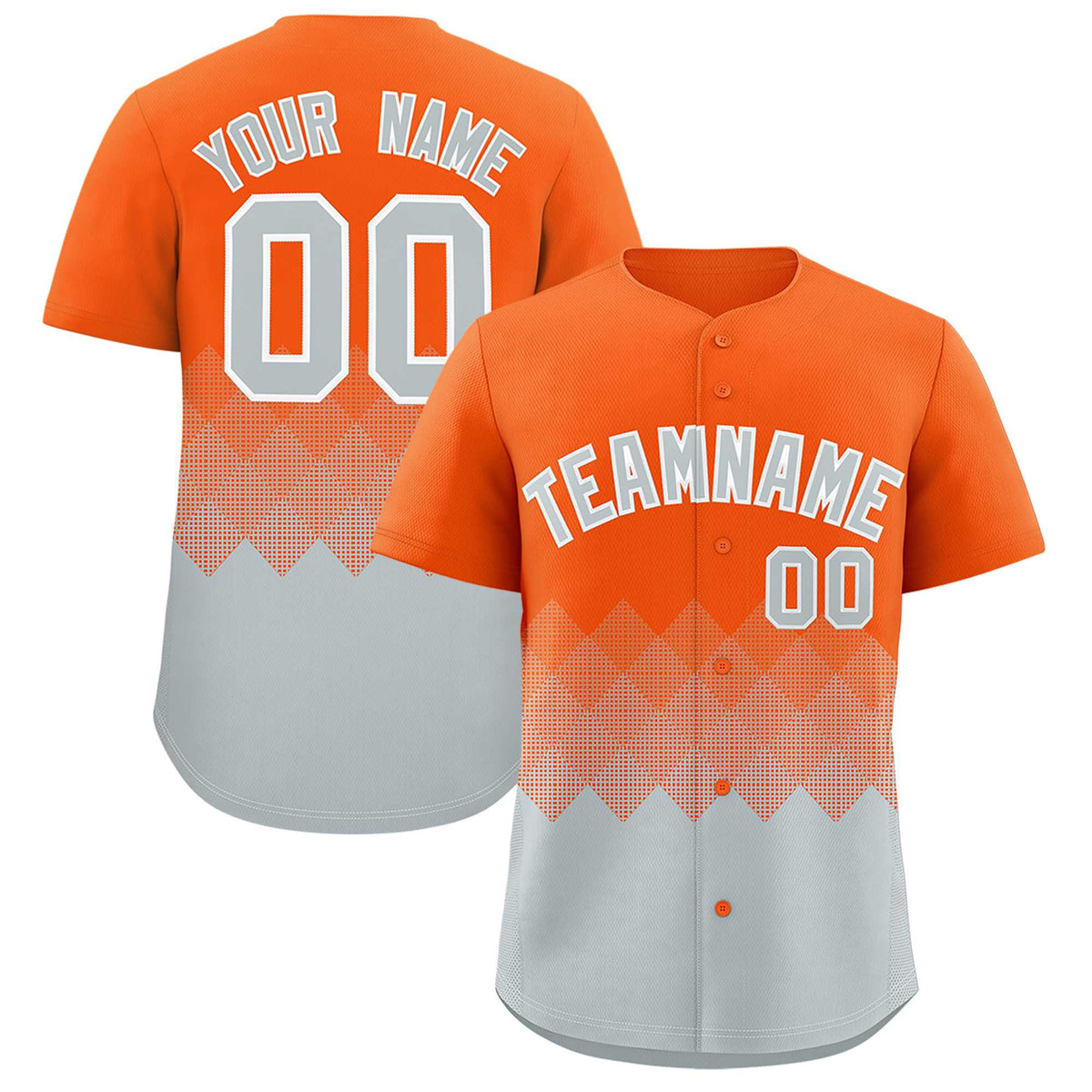 Custom Orange Silver Grid Blur Pattern Authentic Baseball Jersey| KXKSHOP