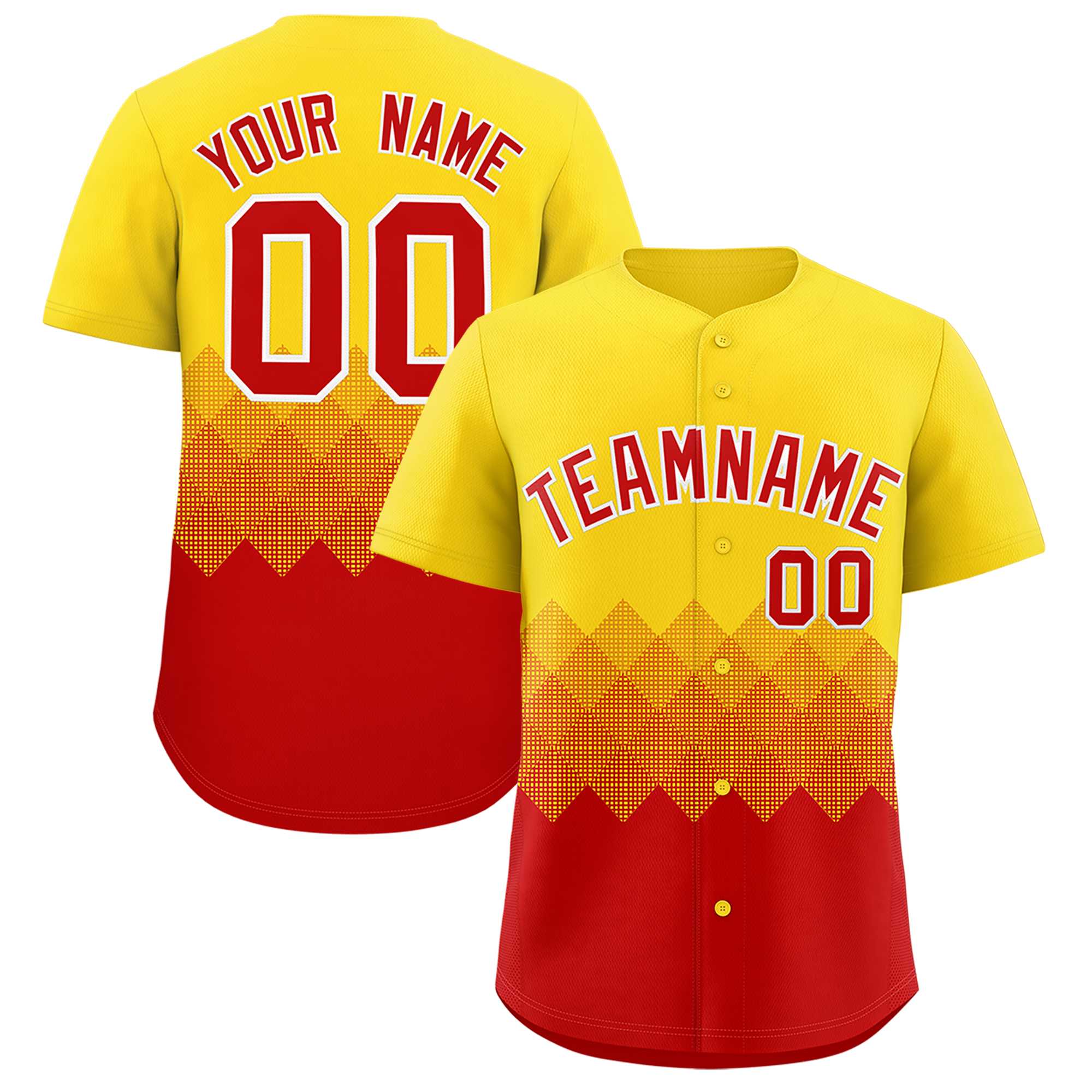 Custom Gold Red Grid Blur Pattern Authentic Baseball Jersey| KXKSHOP