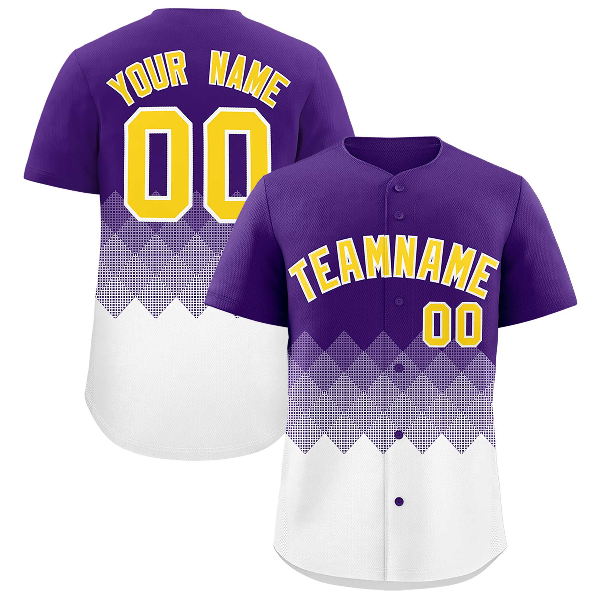 Custom Purple White Grid Blur Pattern Authentic Baseball Jersey| KXKSHOP