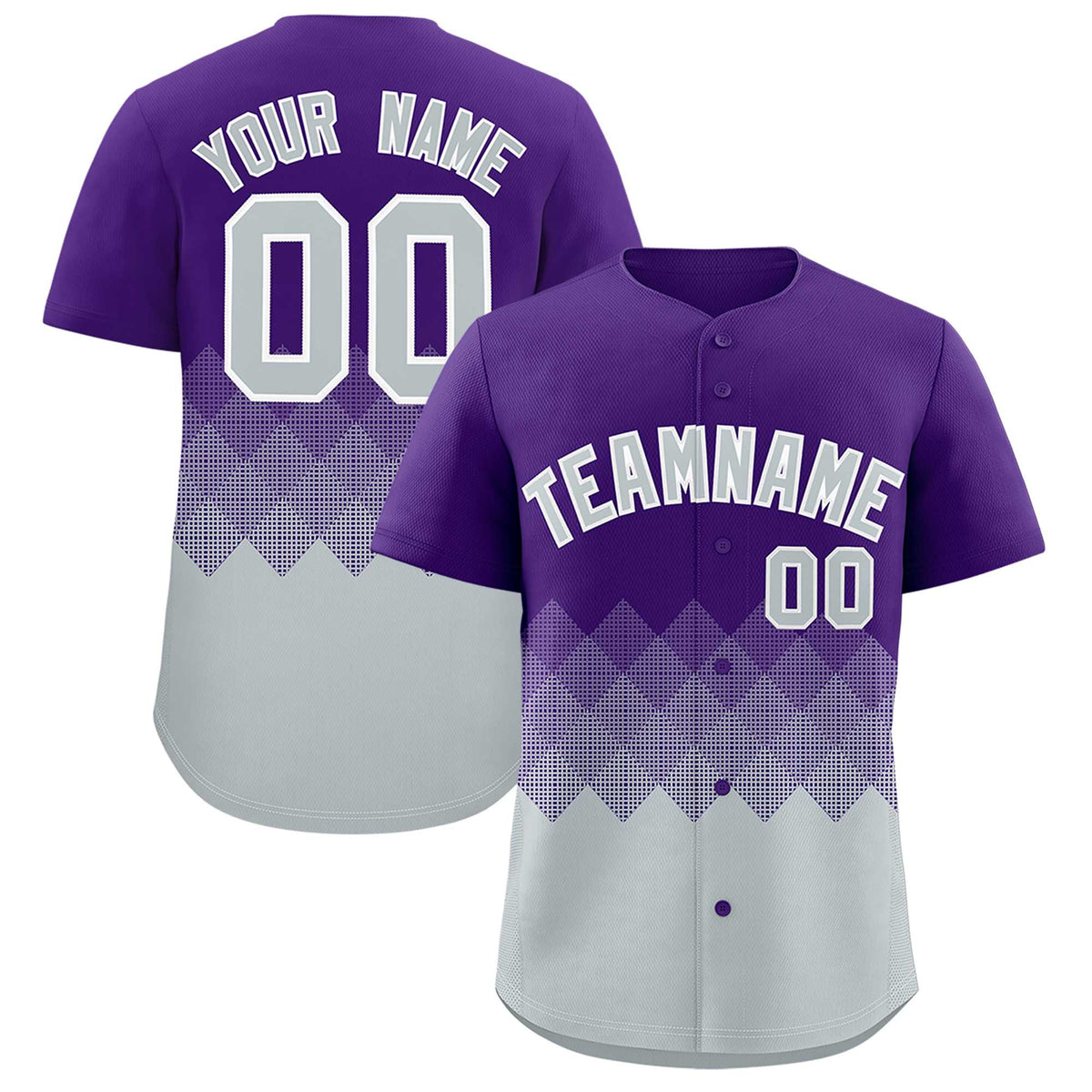 Custom Purple Silver Grid Blur Pattern Authentic Baseball Jersey| KXKSHOP