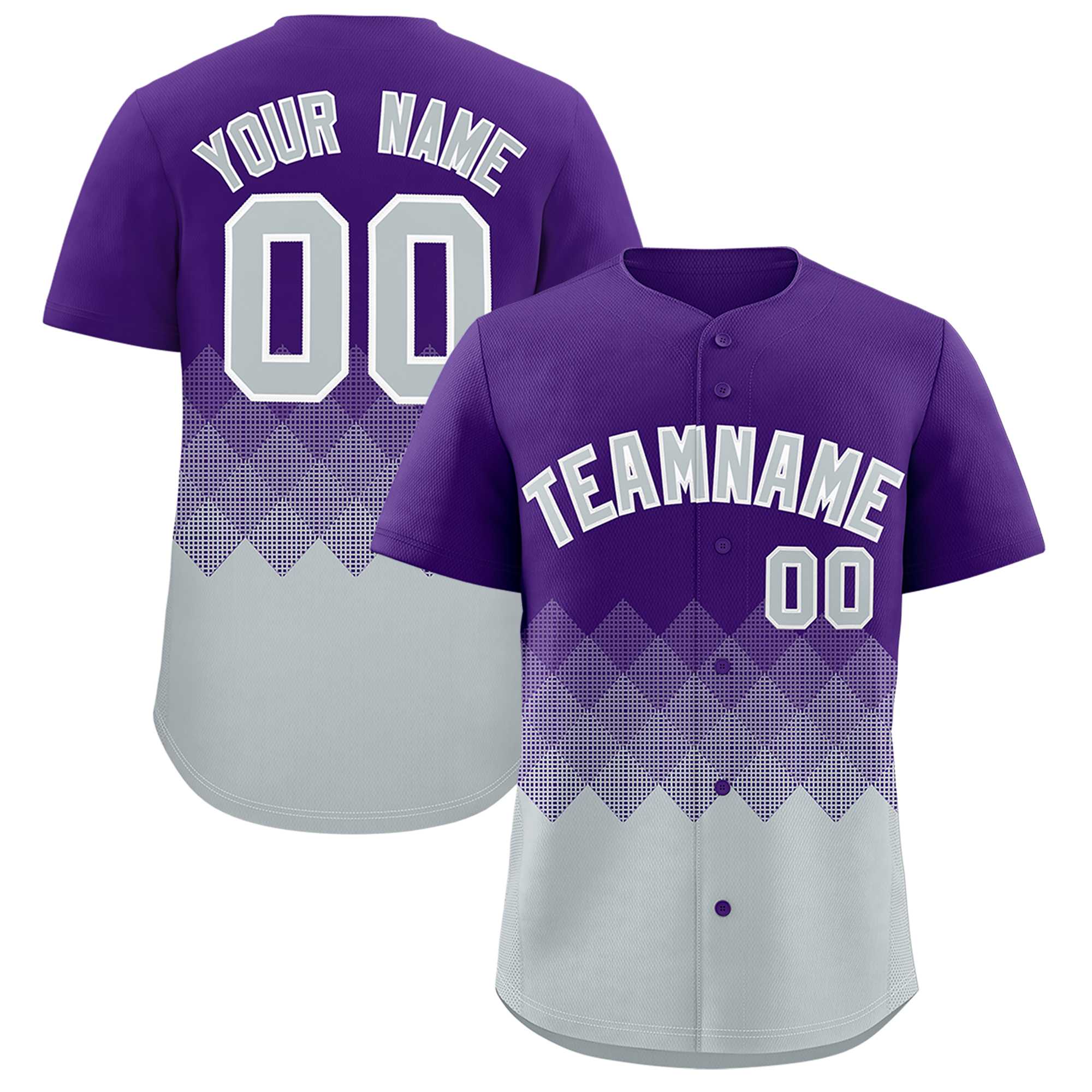 Custom Purple Silver Grid Blur Pattern Authentic Baseball Jersey| KXKSHOP